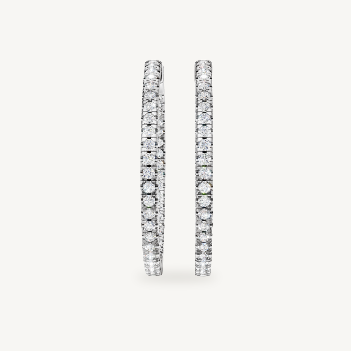 Raul Diamonds white gold diamond hoop earrings with pave round brilliant diamonds