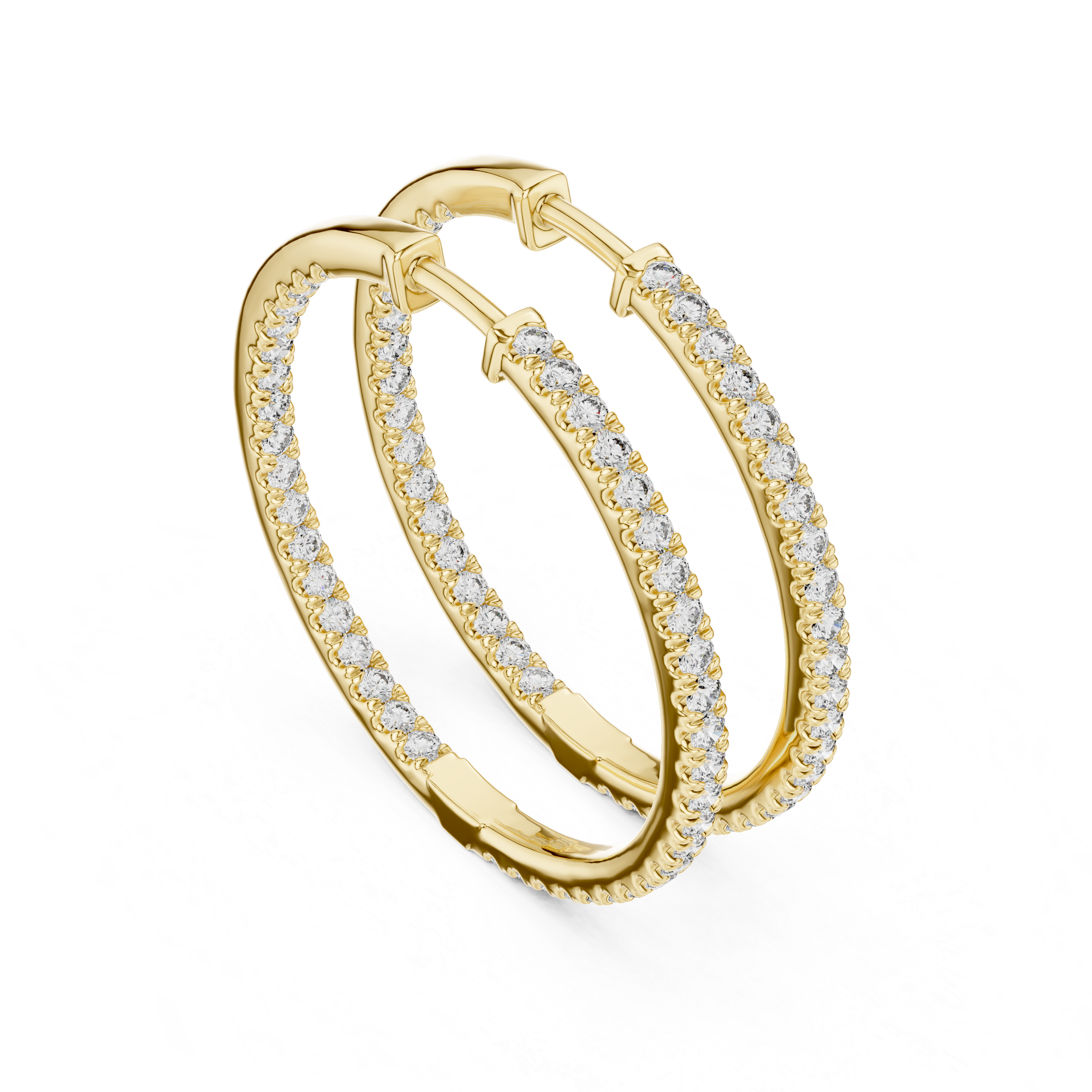 14K Gold Round Lab-Grown Diamond Huggie Hoop Earrings