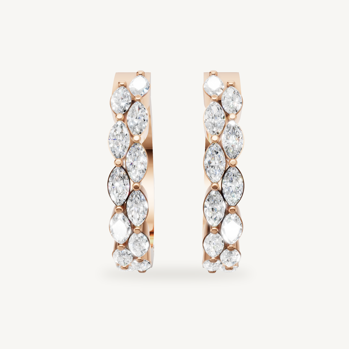 Raul Diamonds rose gold marquise diamond hoop earrings with sparkling luxury design