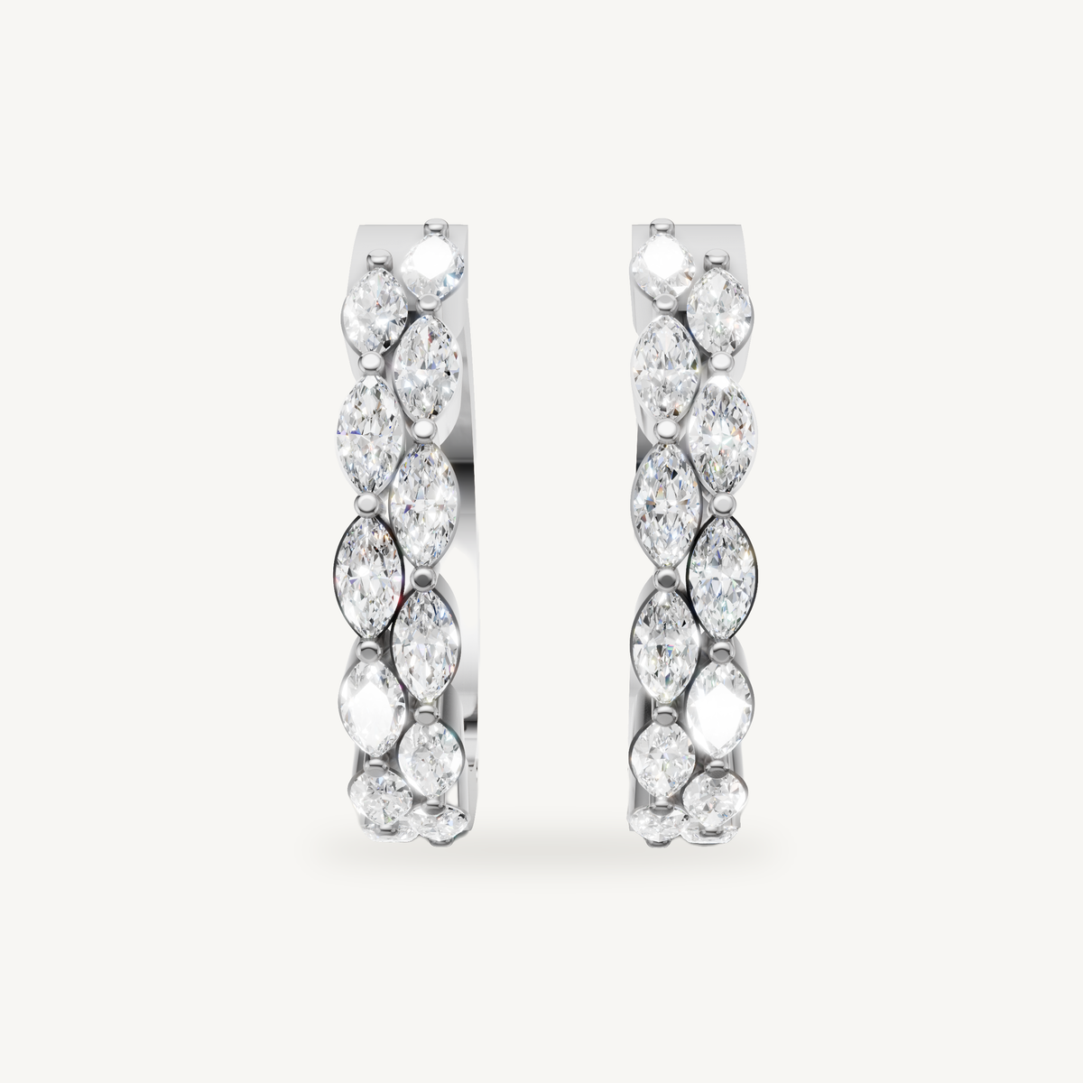 Raul Diamonds white gold marquise diamond hoop earrings with brilliant luxury sparkle