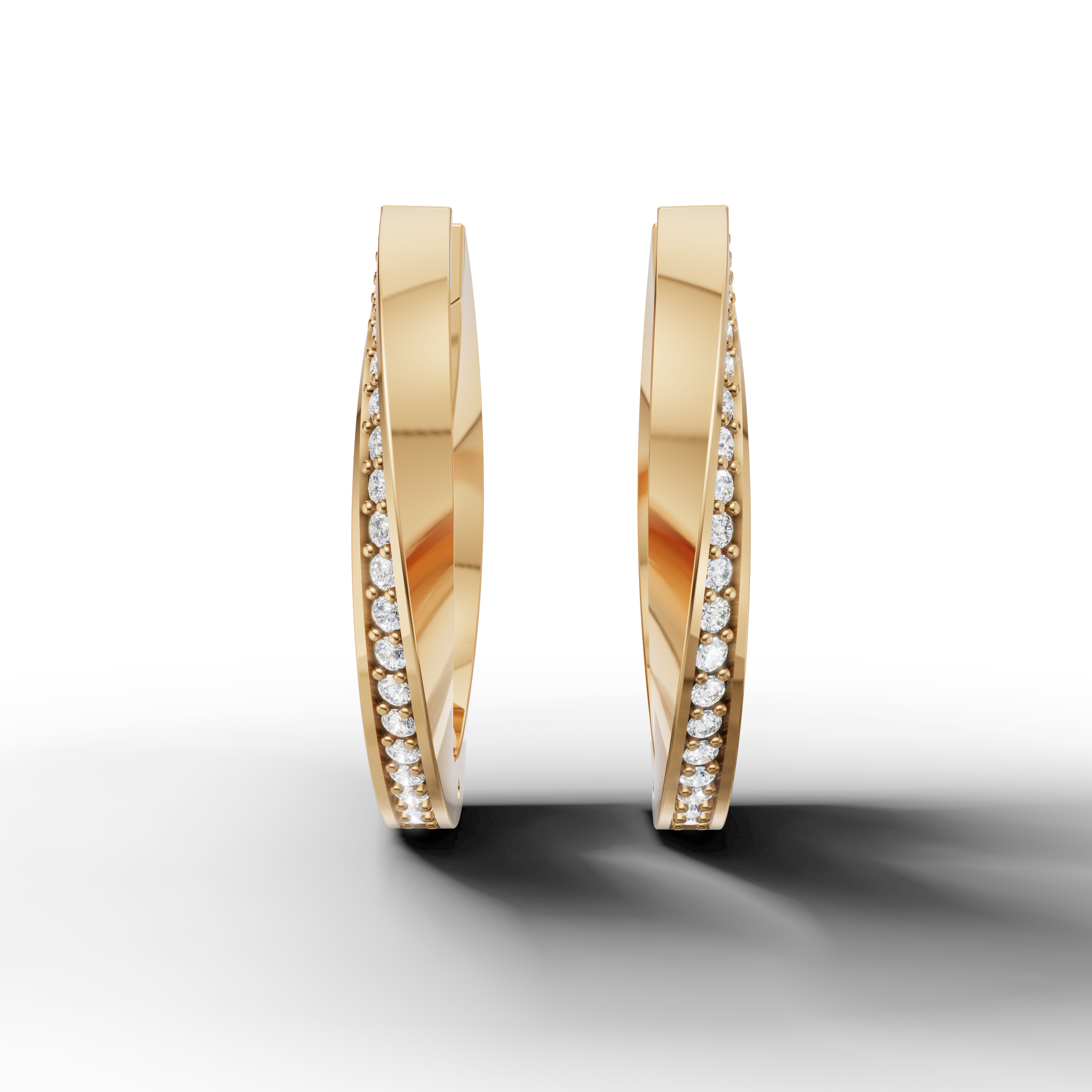 Raul Diamonds yellow gold diamond hoop earrings with sleek modern pave detailing