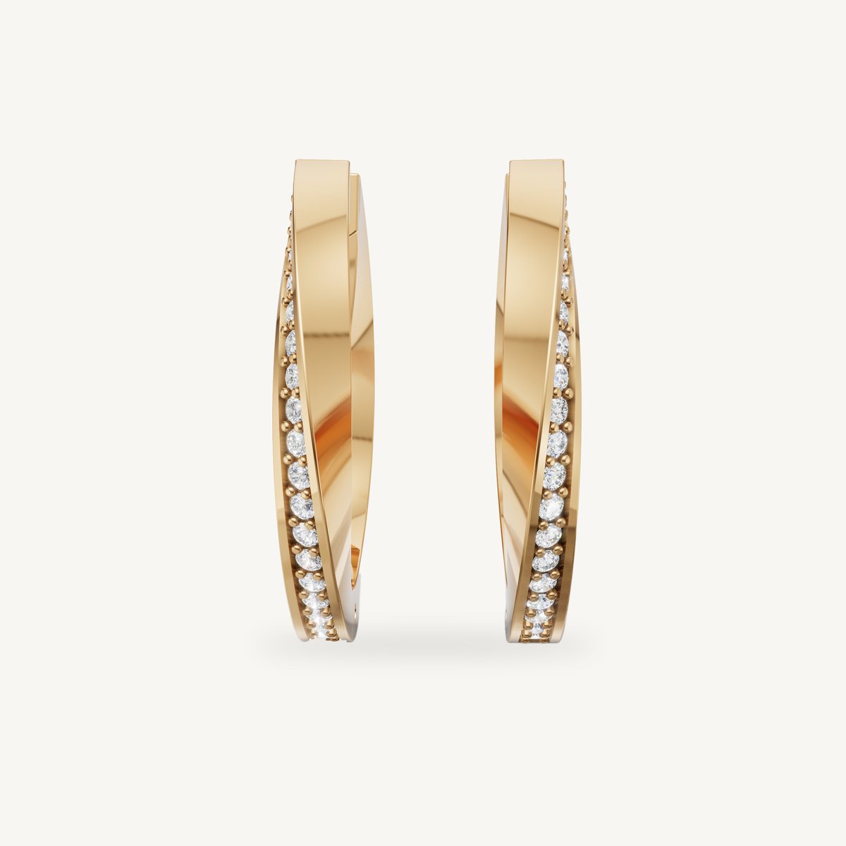 Raul Diamonds yellow gold diamond hoop earrings with sleek modern pave detailing