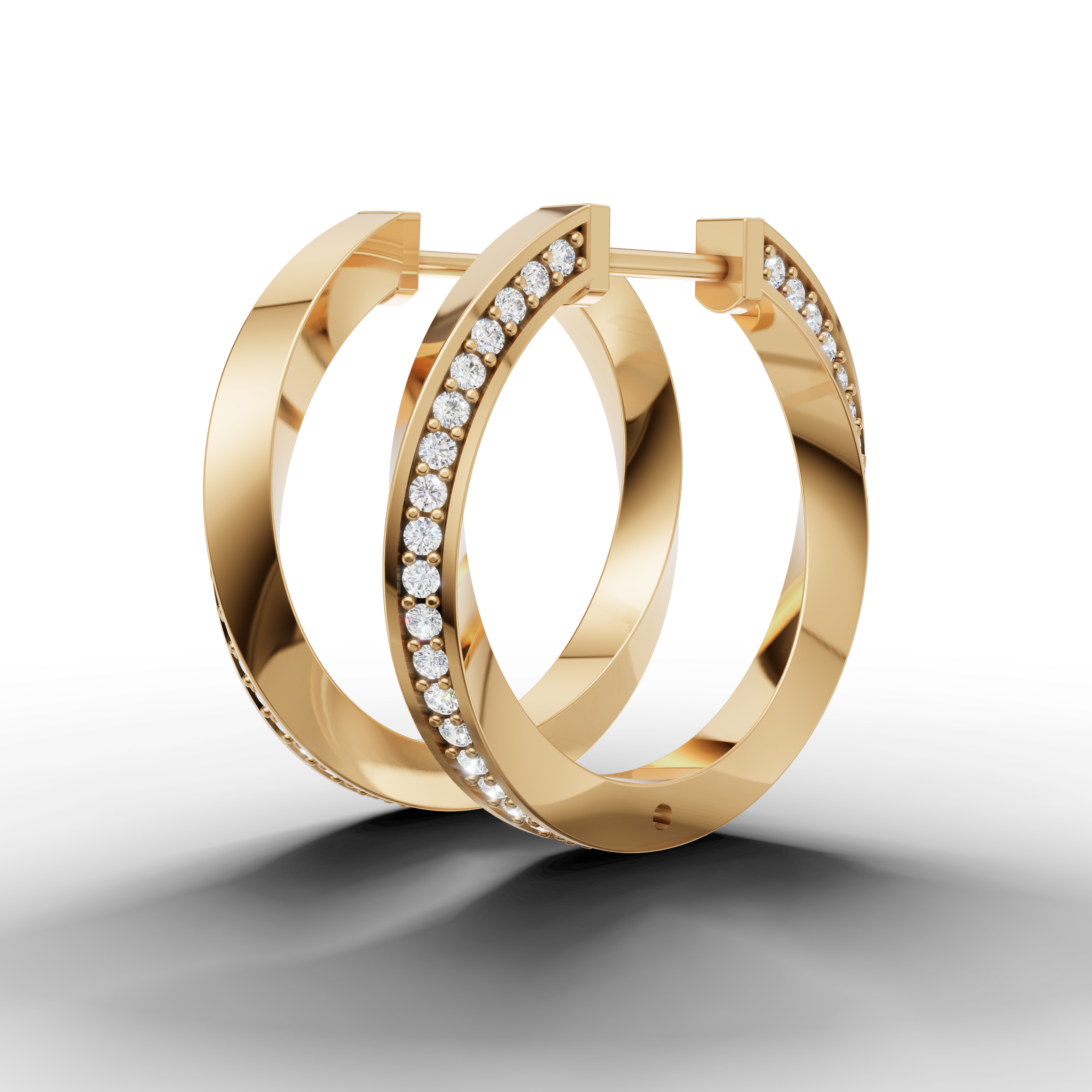 Raul Diamonds yellow gold pave diamond hoop earrings with modern fine jewelry craftsmanship