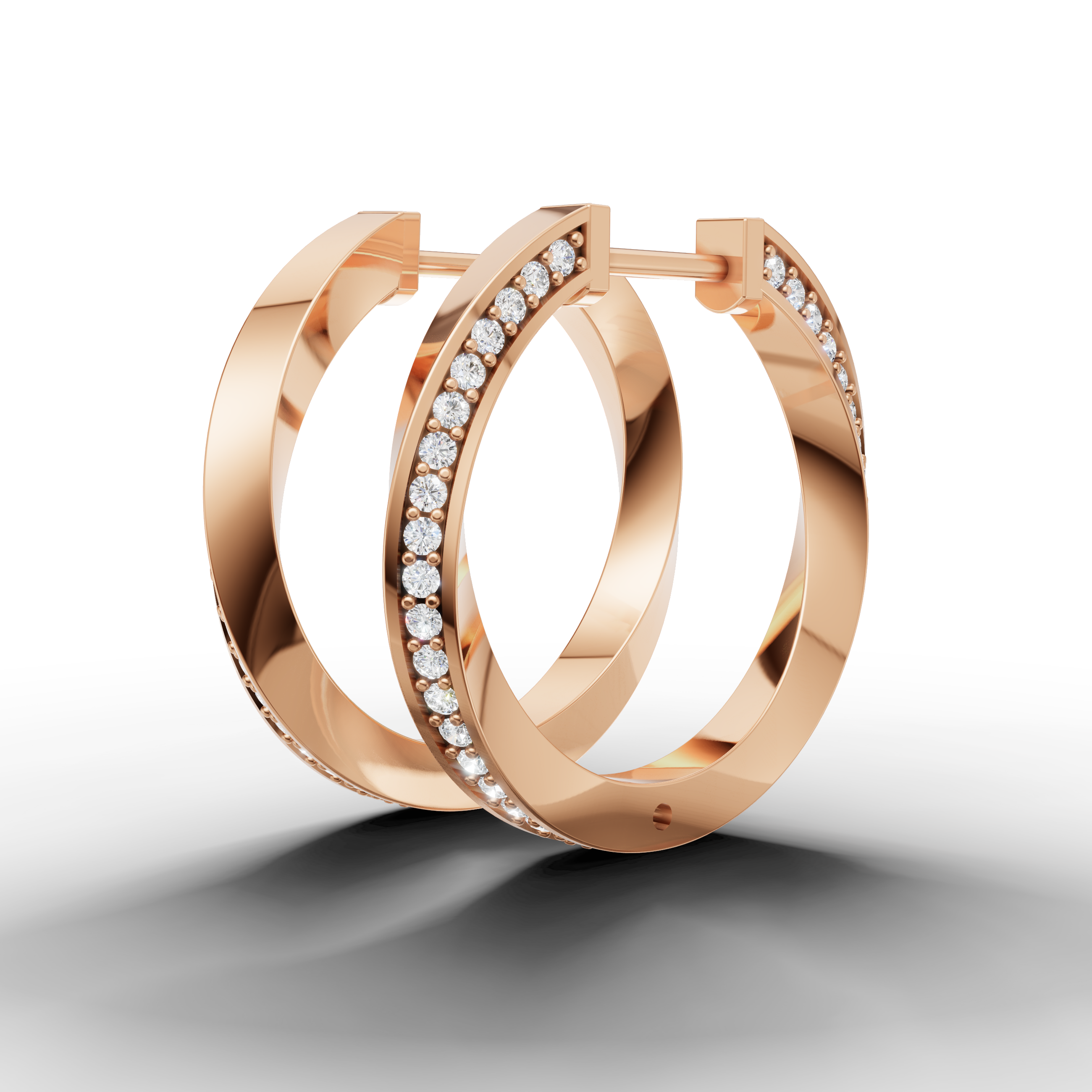 Raul Diamonds rose gold contemporary diamond hoop earrings with brilliant sparkle