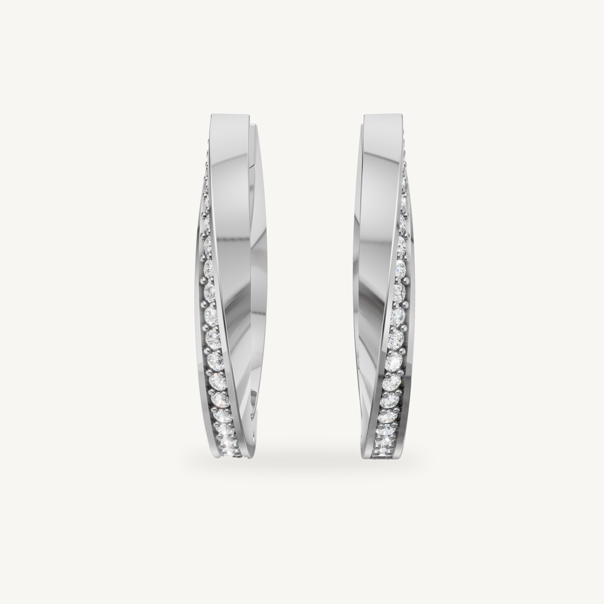 Raul Diamonds white gold diamond hoop earrings with elegant pave round diamonds