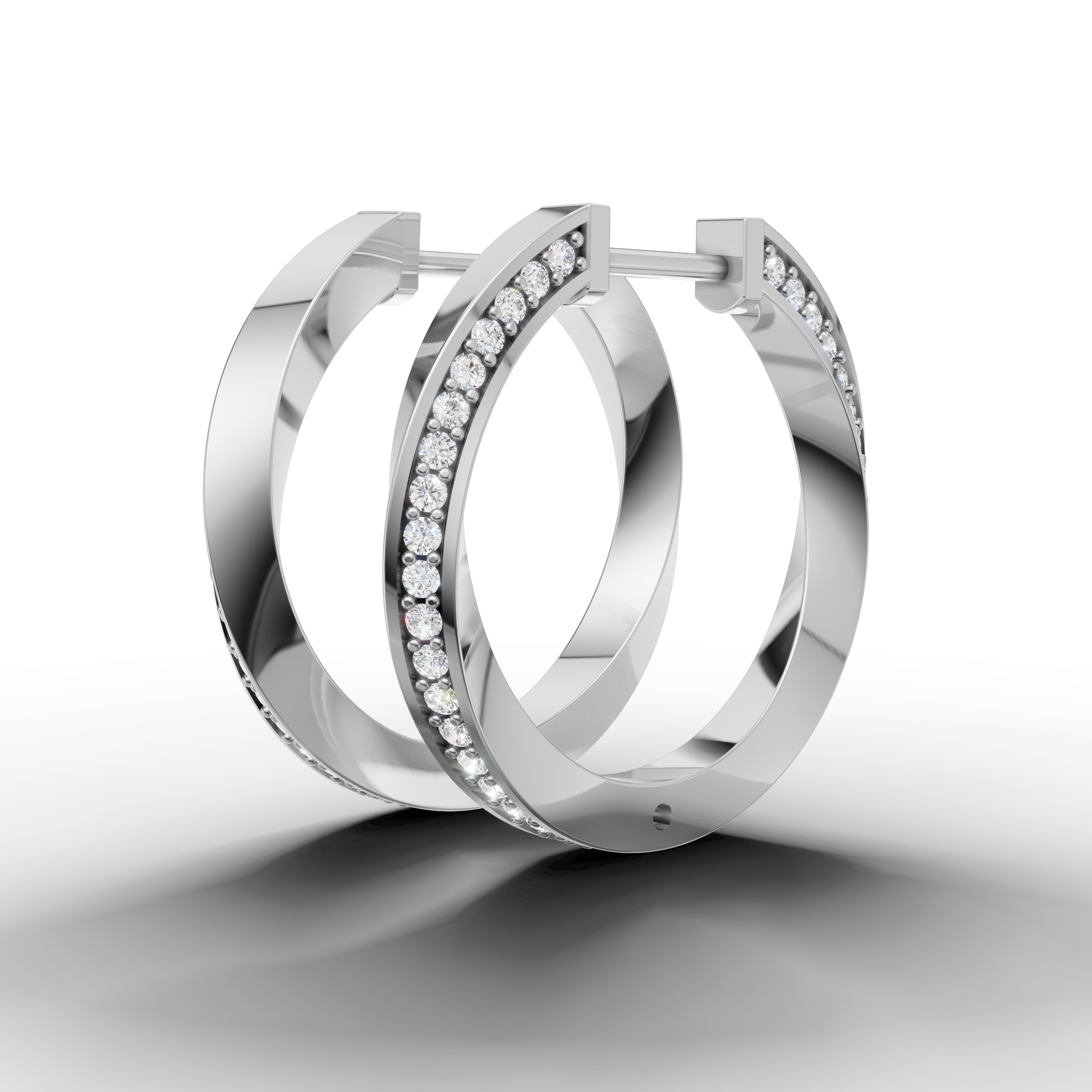 Raul Diamonds white gold pave diamond hoop earrings with timeless elegant styling