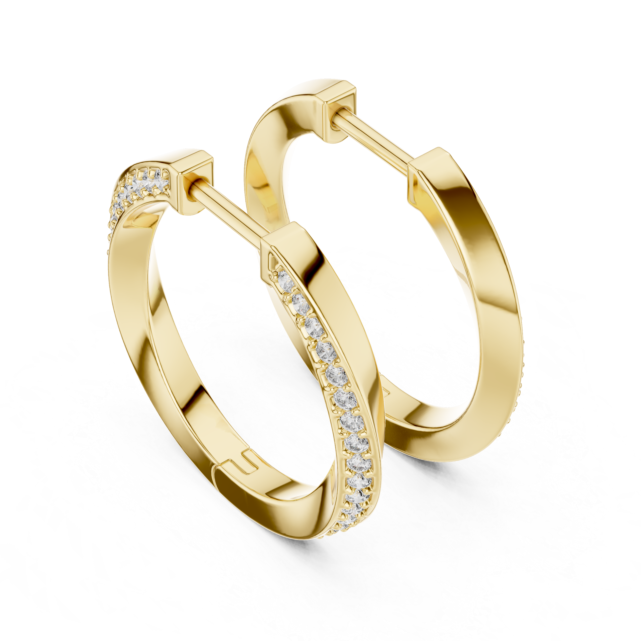 14K Gold Shared-Prong Round Lab Grown Diamond Hoops Earrings