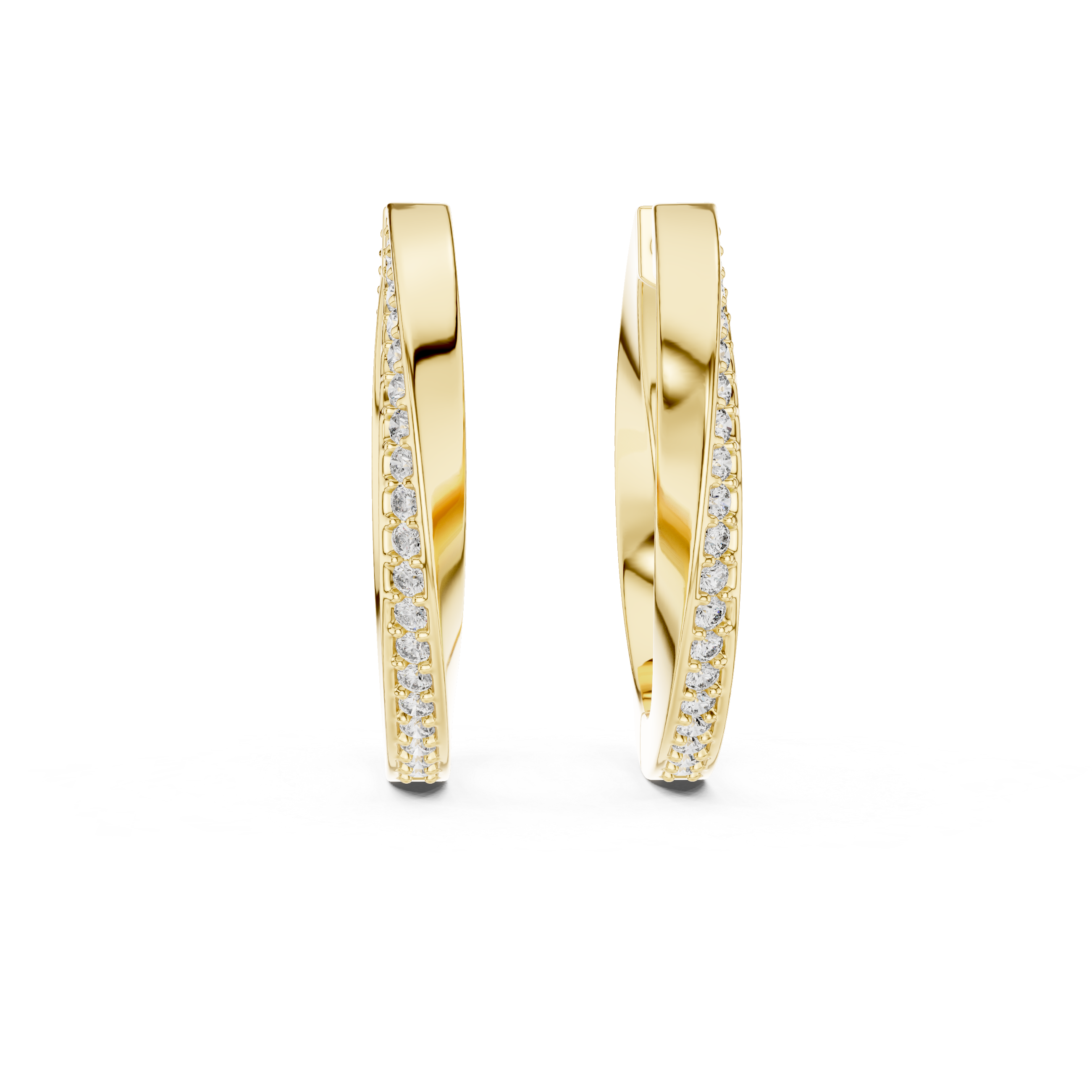 14K Gold Shared-Prong Round Lab Grown Diamond Hoops Earrings