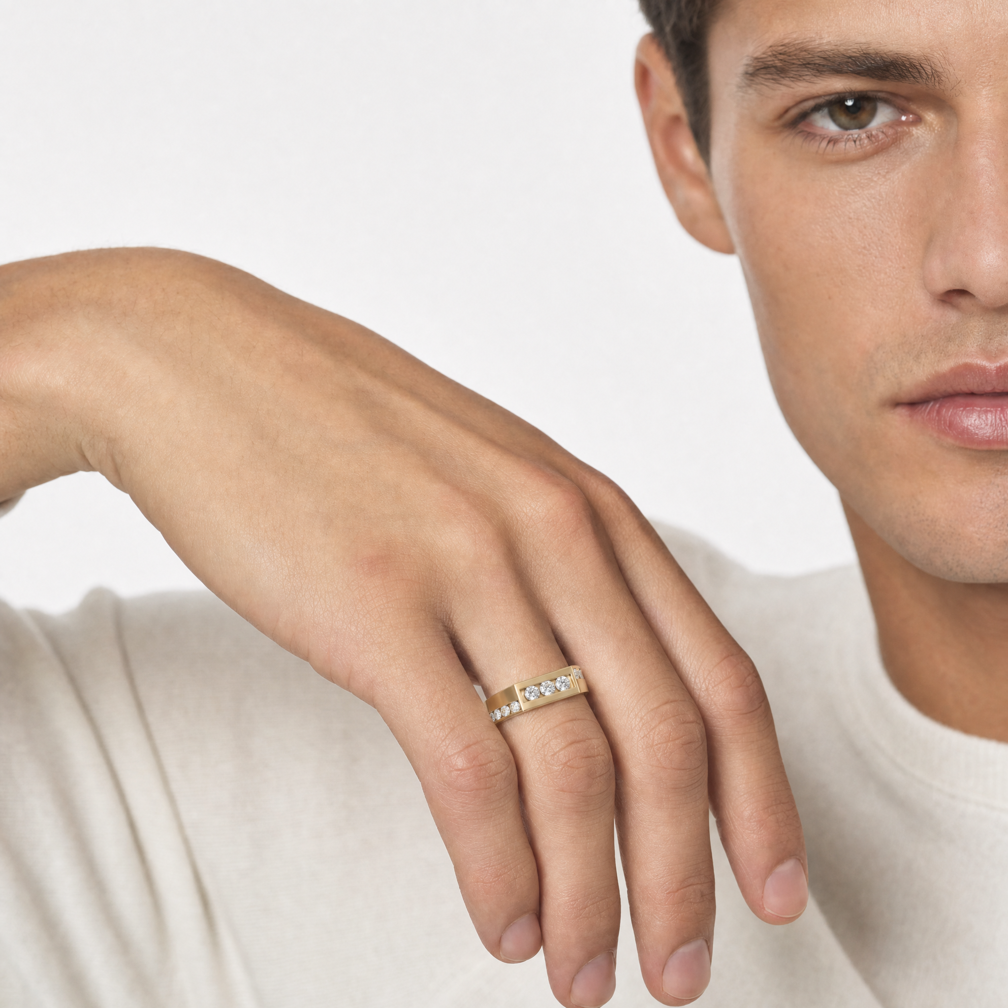 Men's Lab-Grown Diamond Channel Band in 14K Gold