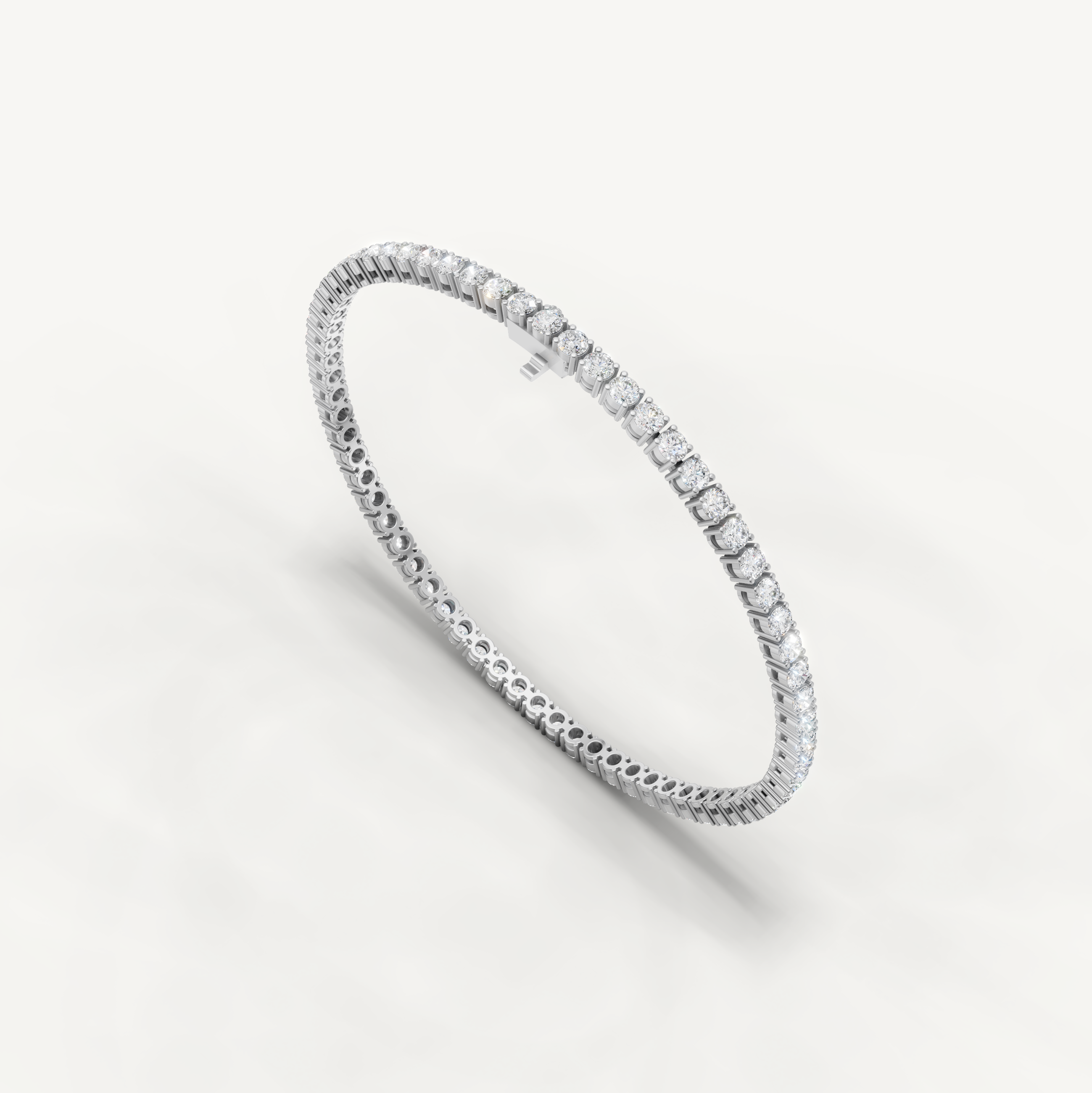 Minimal white gold round diamond bracelet with lab grown diamonds by Raul Diamonds