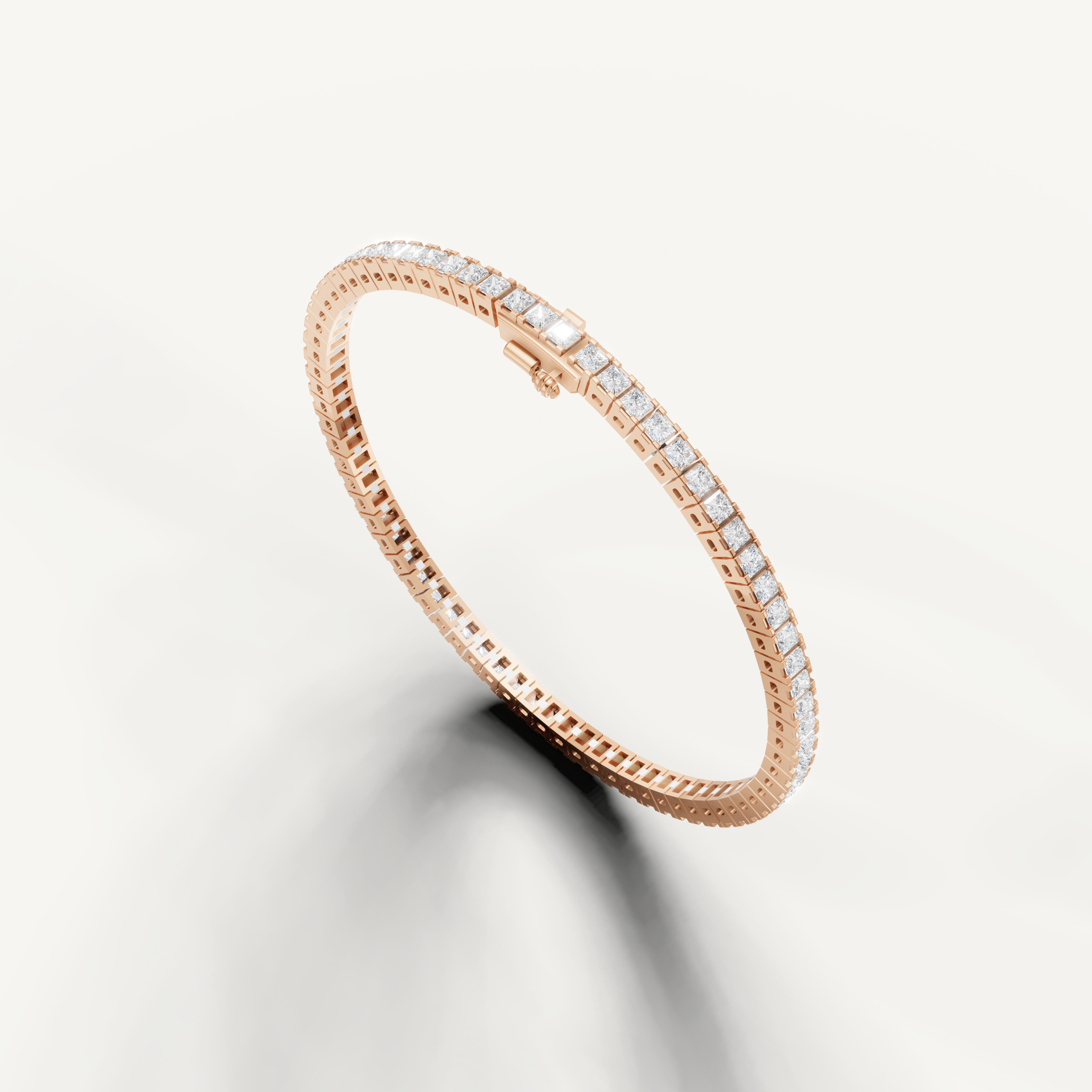 Elegant rose gold line bracelet with princess diamonds for women by Raul Diamonds