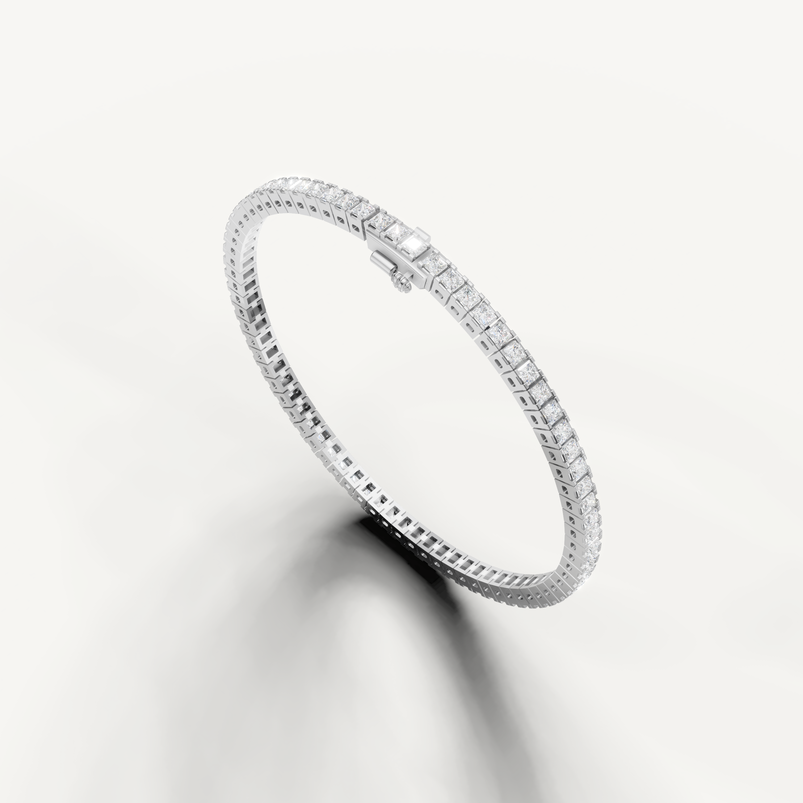 Luxury white gold princess diamond bracelet with timeless contemporary design