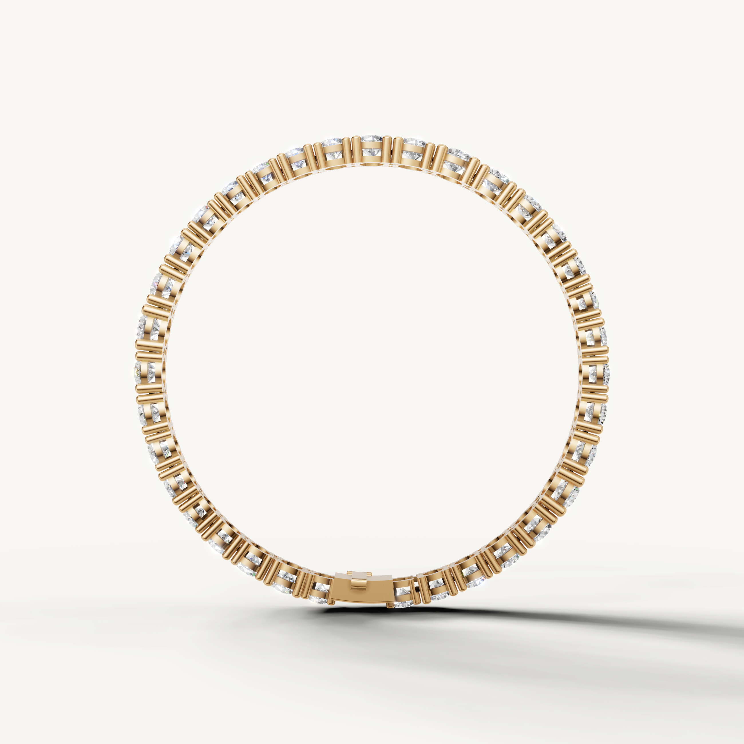 Contemporary yellow gold tennis bracelet with brilliant cut diamonds by Raul Diamonds