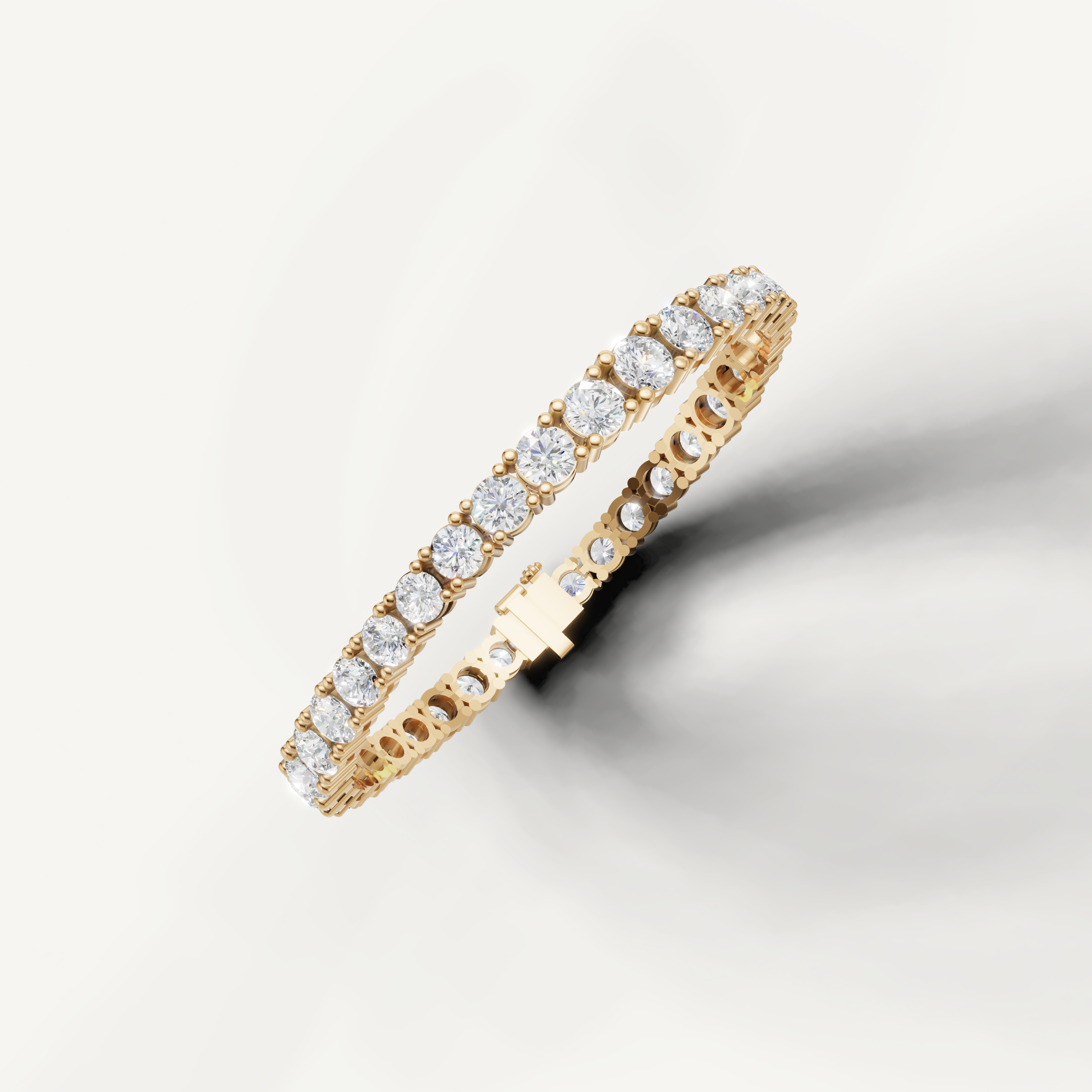 Luxury yellow gold bracelet featuring prong set round diamonds for timeless elegance