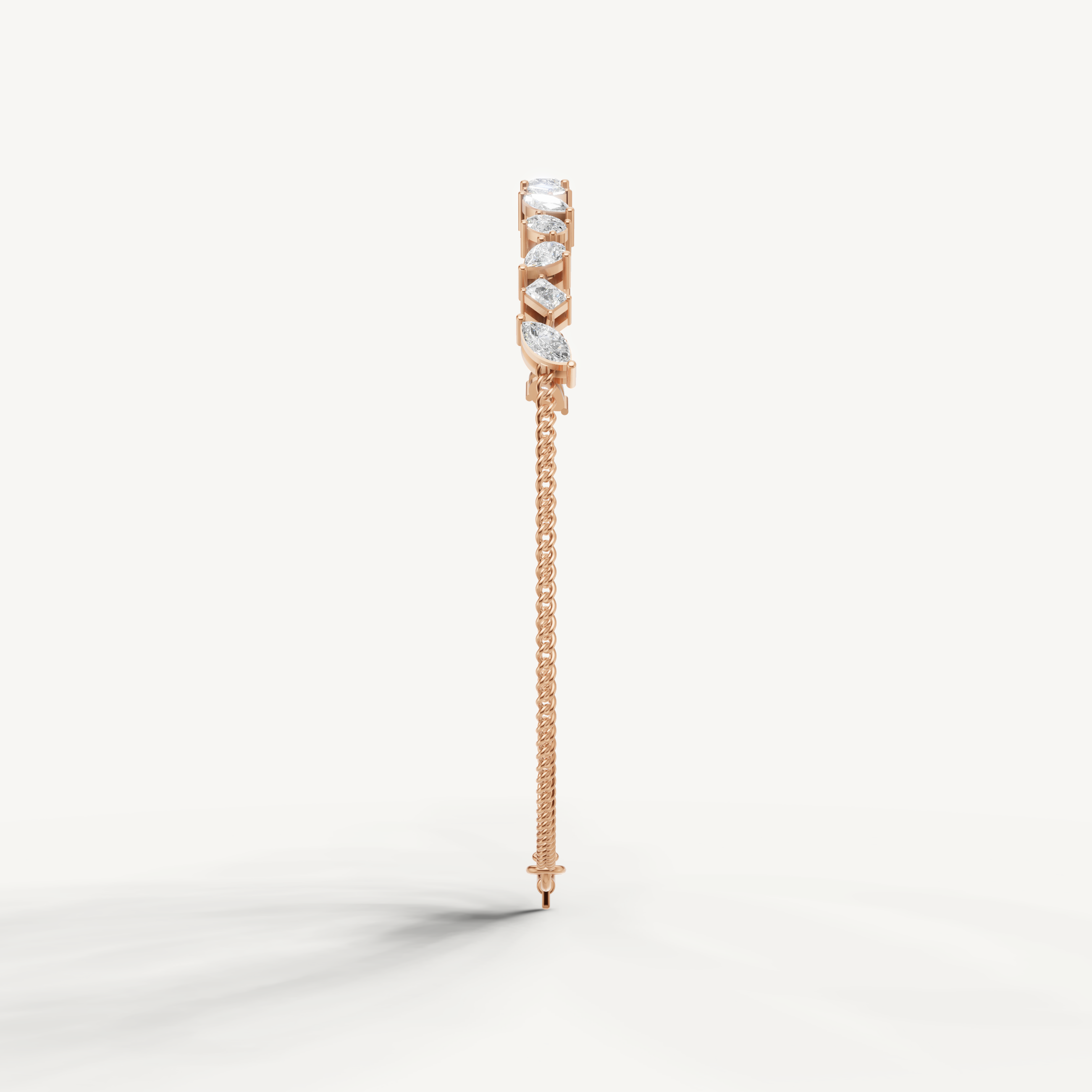 Rose gold diamond tennis bracelet by Raul Diamonds with sparkling marquise diamonds