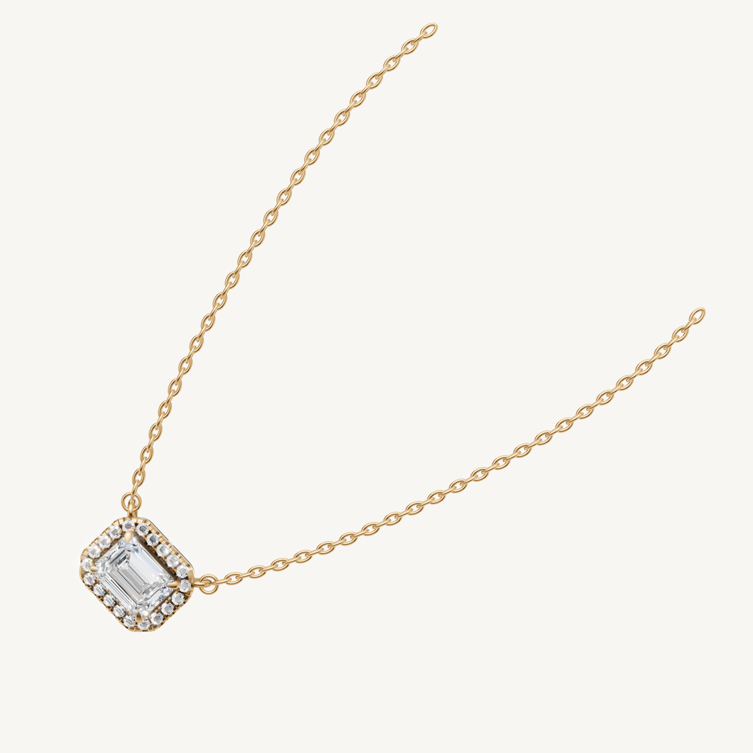 Fine Jewelry Emerald Cut Halo Pendant by Raul Diamonds