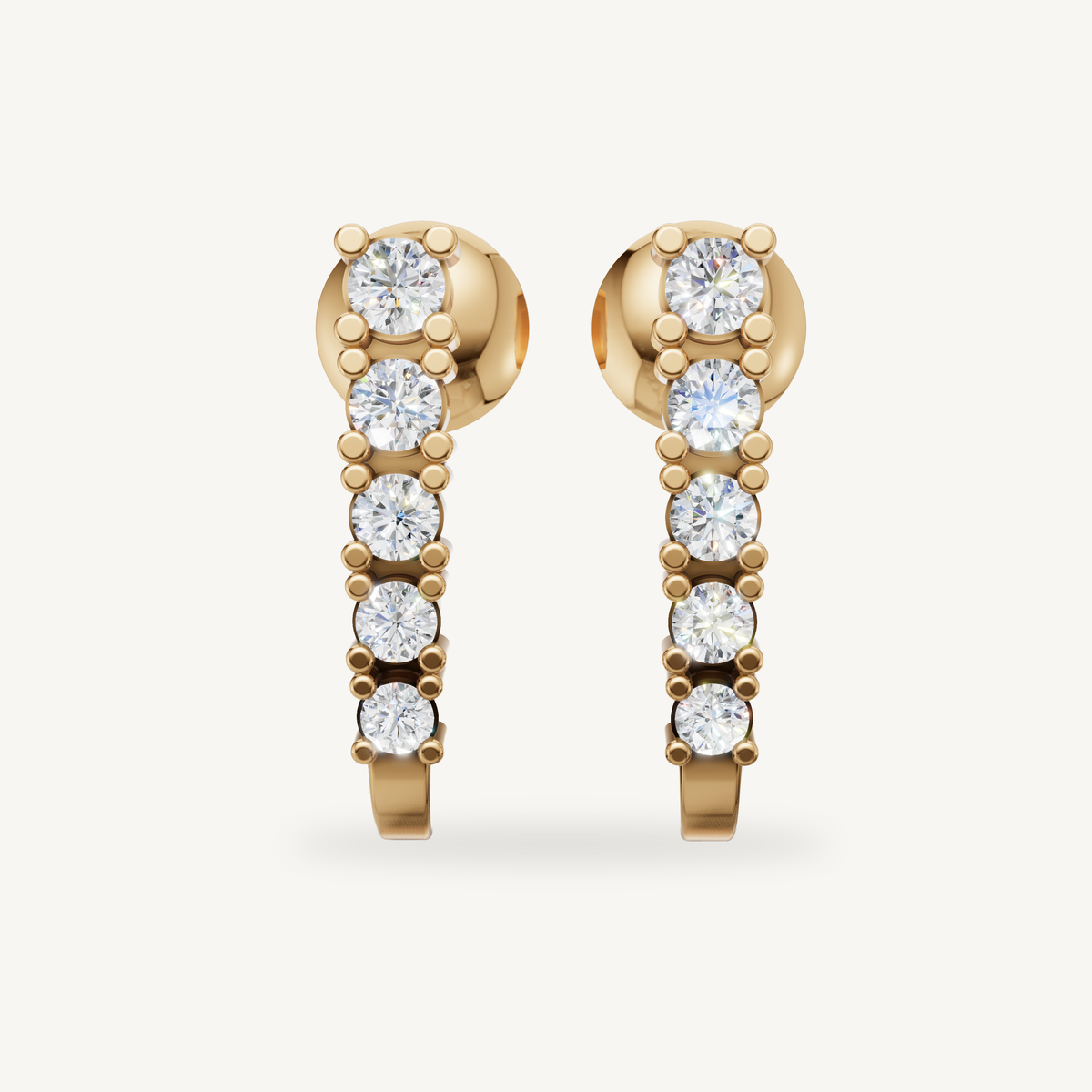 Raul Diamonds yellow gold diamond hoop earrings with graduated round brilliant diamonds
