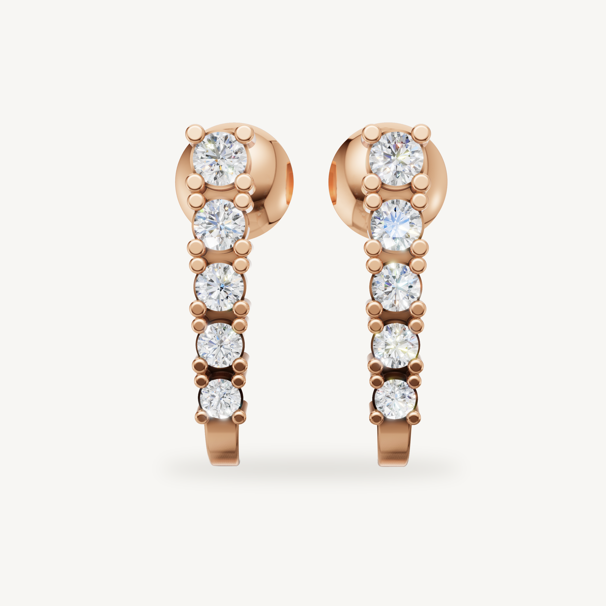 Raul Diamonds rose gold diamond hoop earrings with graduated round cut diamonds