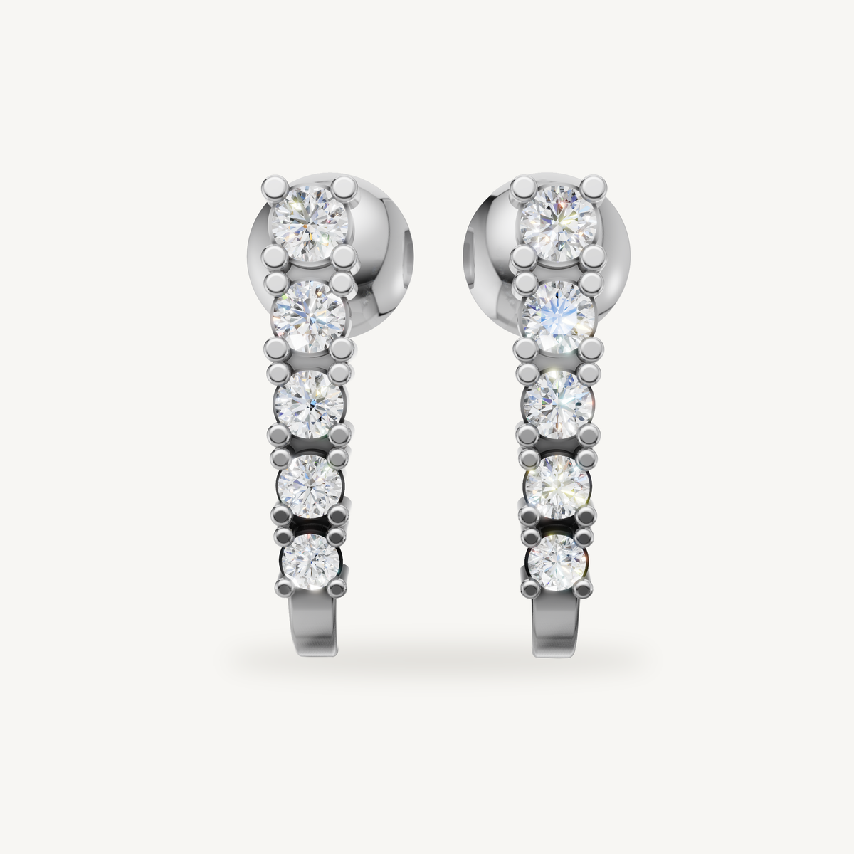 Raul Diamonds white gold diamond hoop earrings with brilliant round cut diamonds
