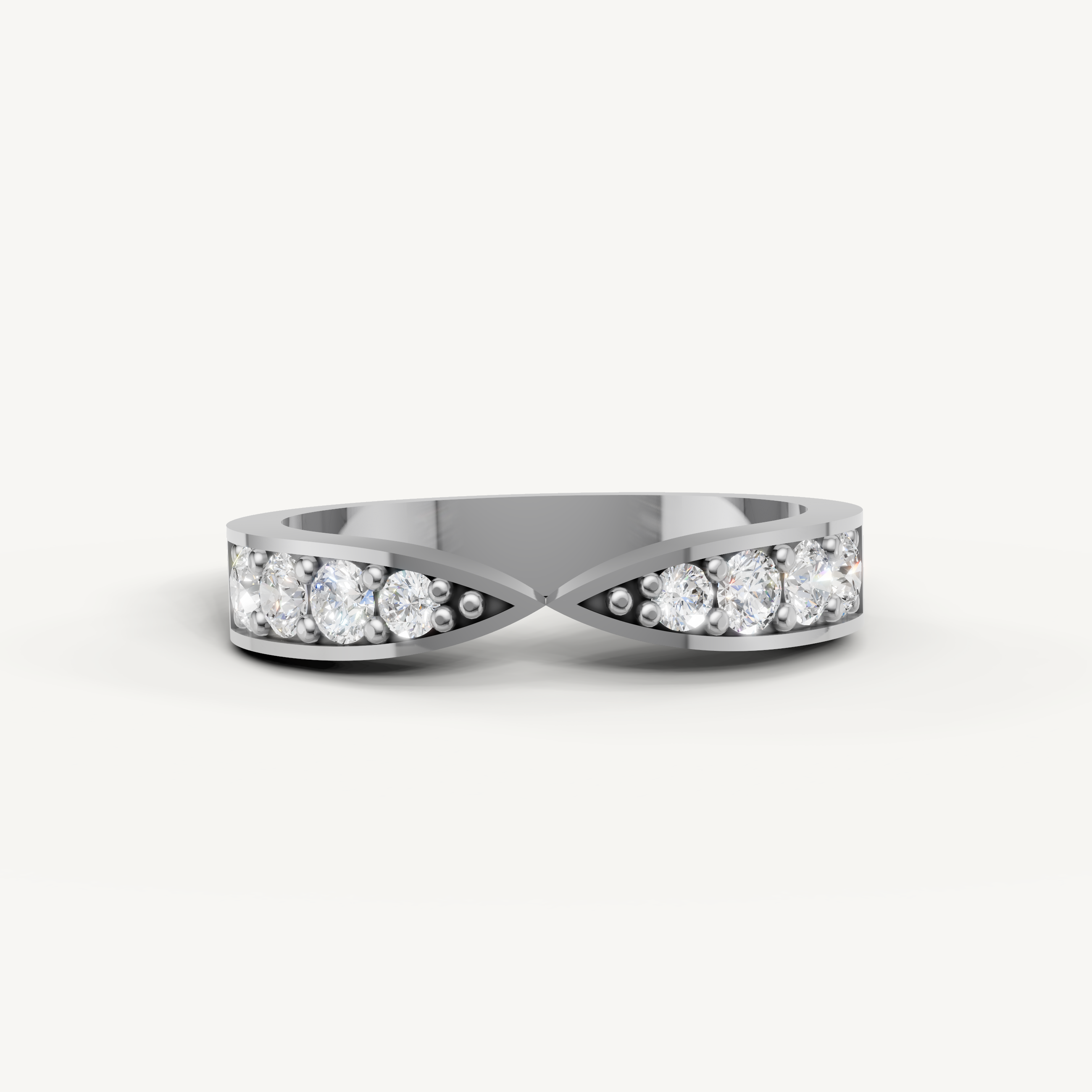 Raul Diamonds white gold infinity diamond wedding band with round brilliant diamonds