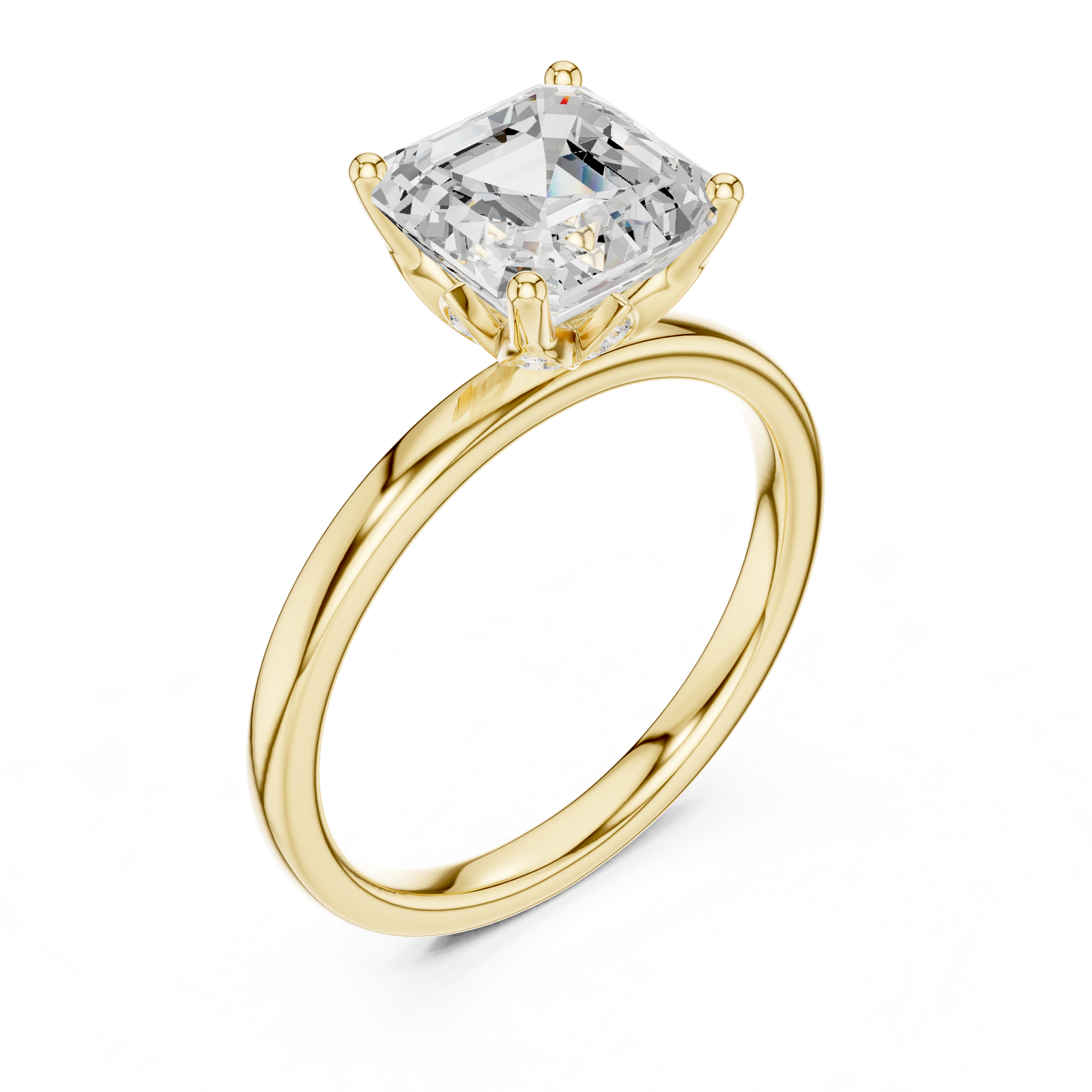 Elegant Asscher cut lab grown diamond solitaire ring