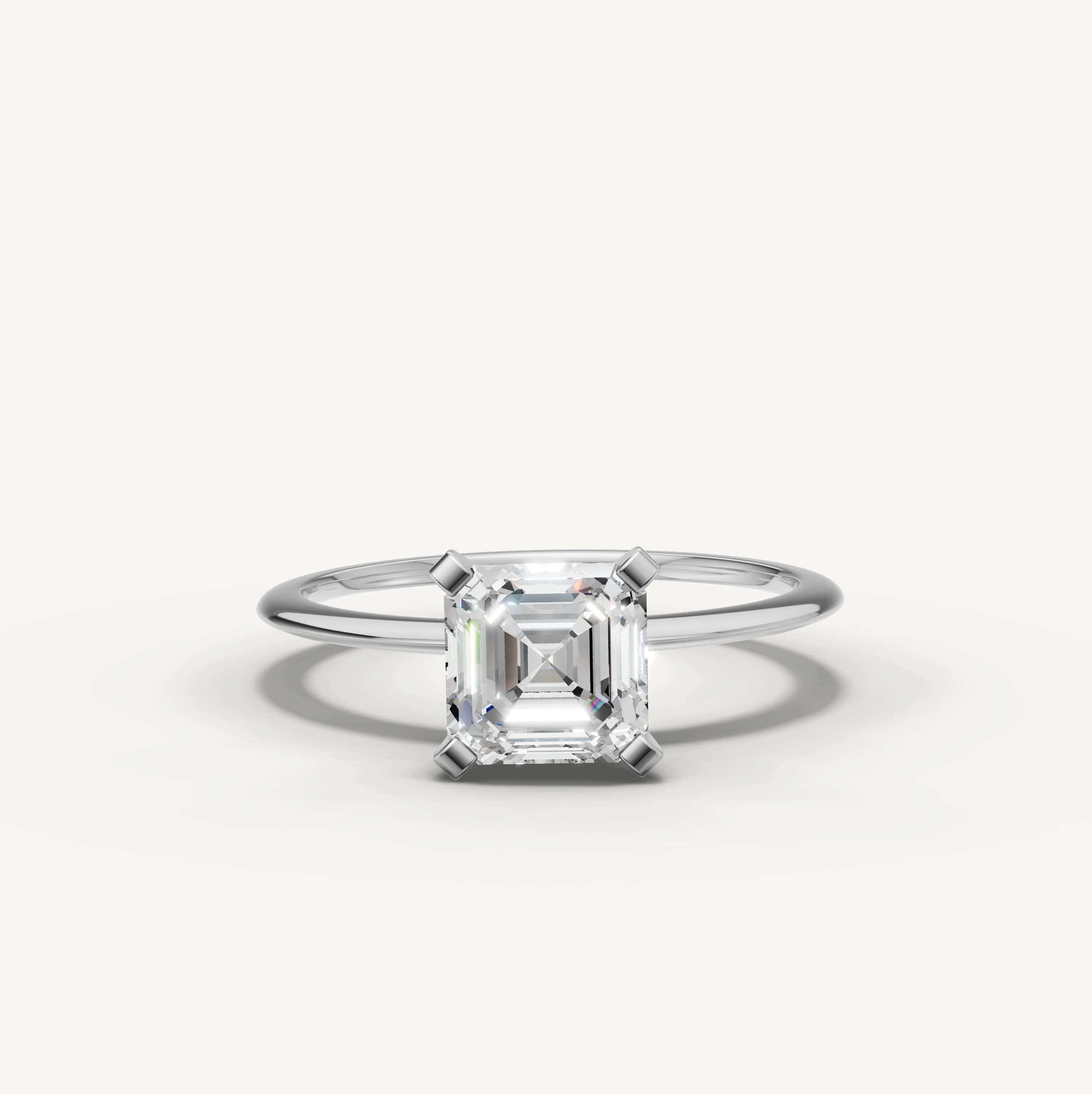 Asscher cut lab grown diamond solitaire engagement ring in white gold by Raul Diamonds