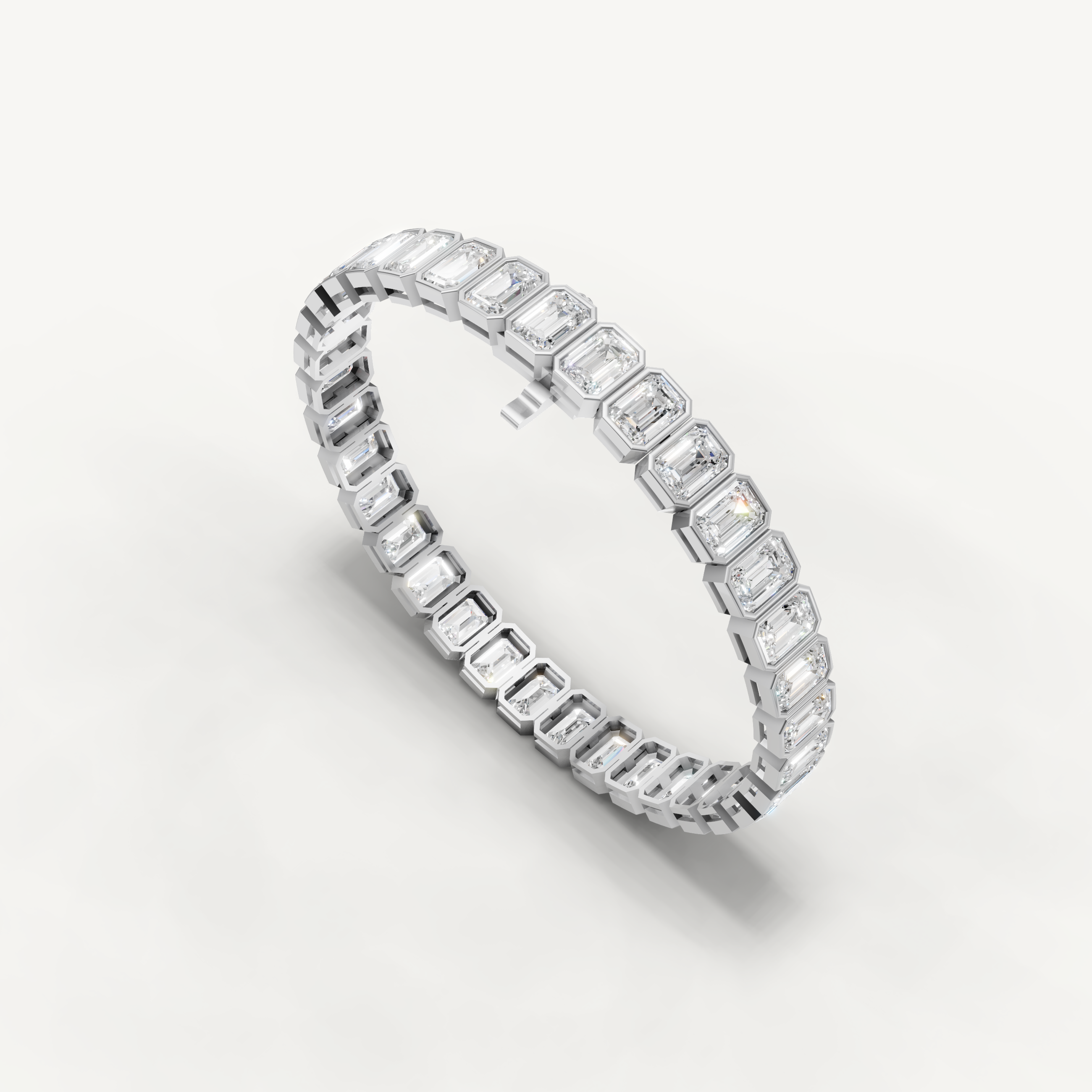 Emerald Cut Lab Grown Diamond Tennis Bracelet in 14K Yellow Gold
