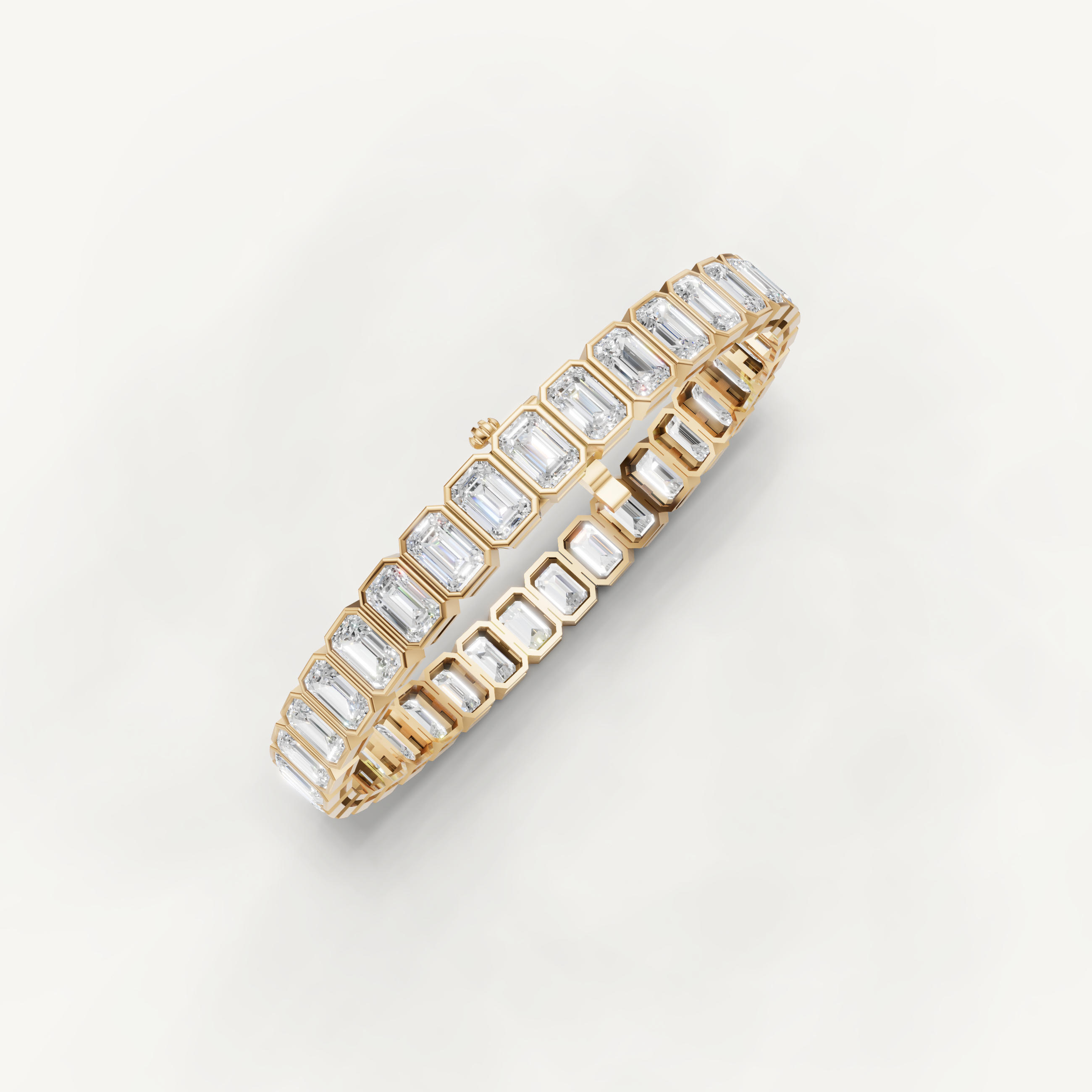 Emerald Cut Lab Grown Diamond Tennis Bracelet in 14K Yellow Gold