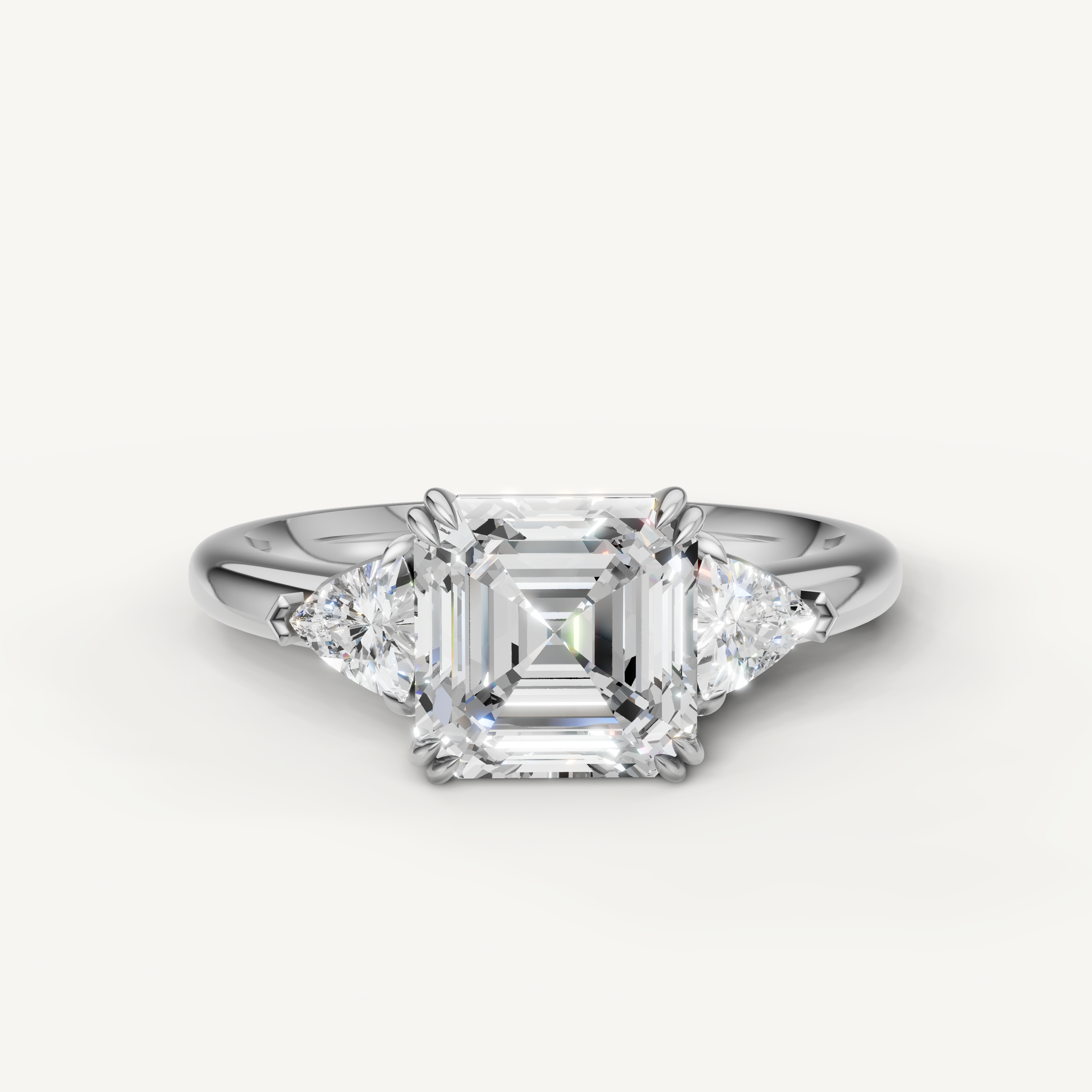Raul Diamonds white gold asscher cut solitaire engagement ring with milgrain detailing