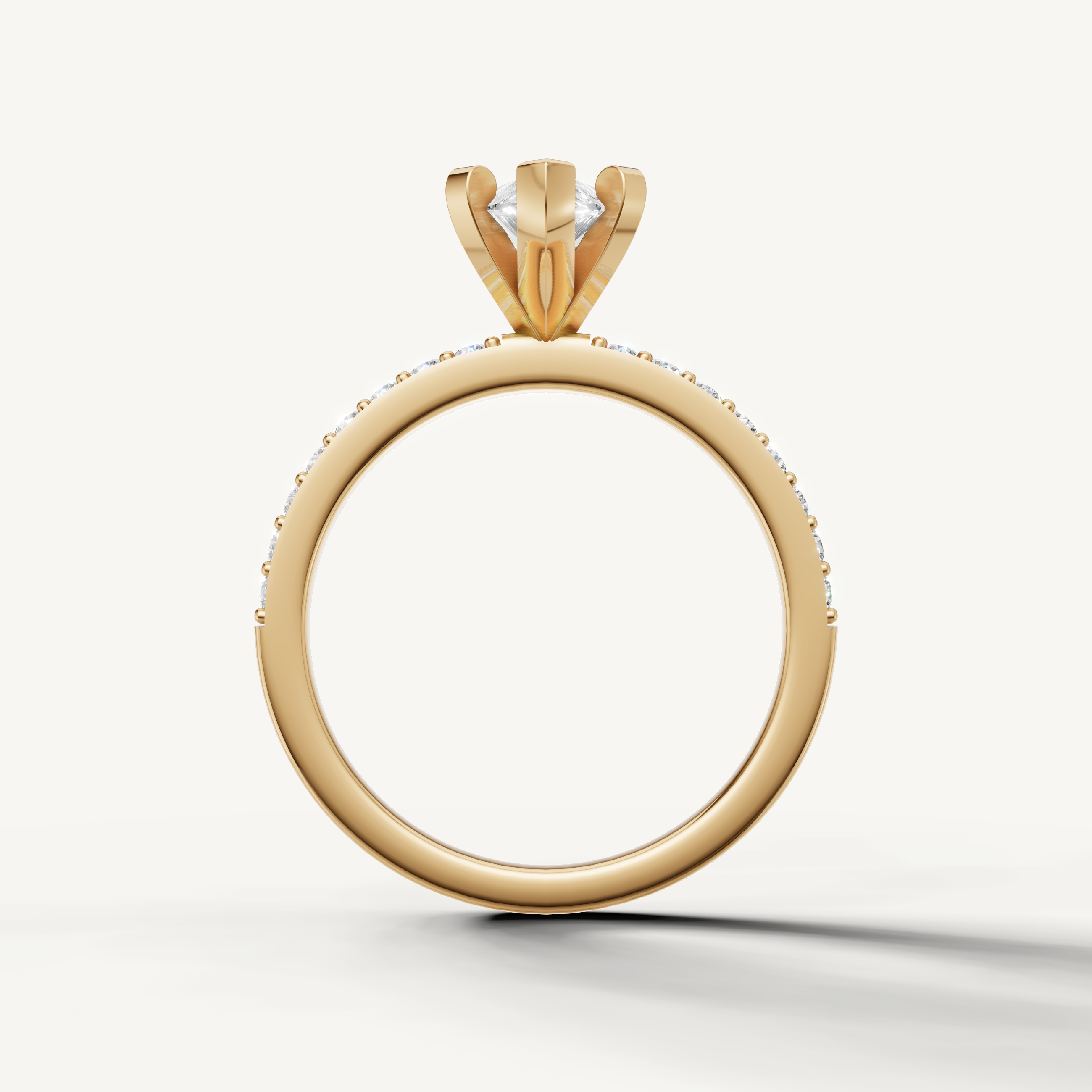 IGI certified pear diamond engagement ring in yellow gold
