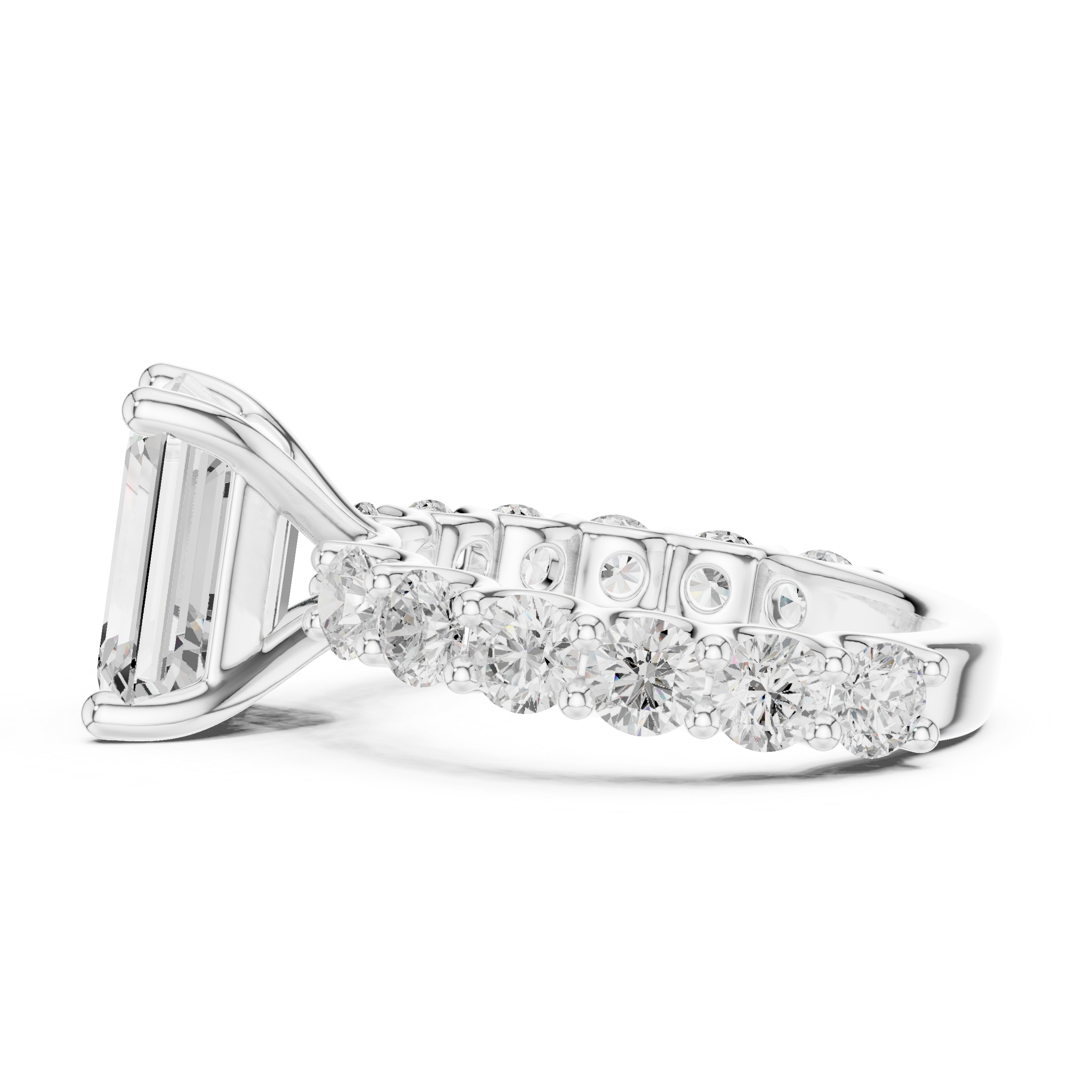 5.92 CTW emerald cut lab diamond ring classic design