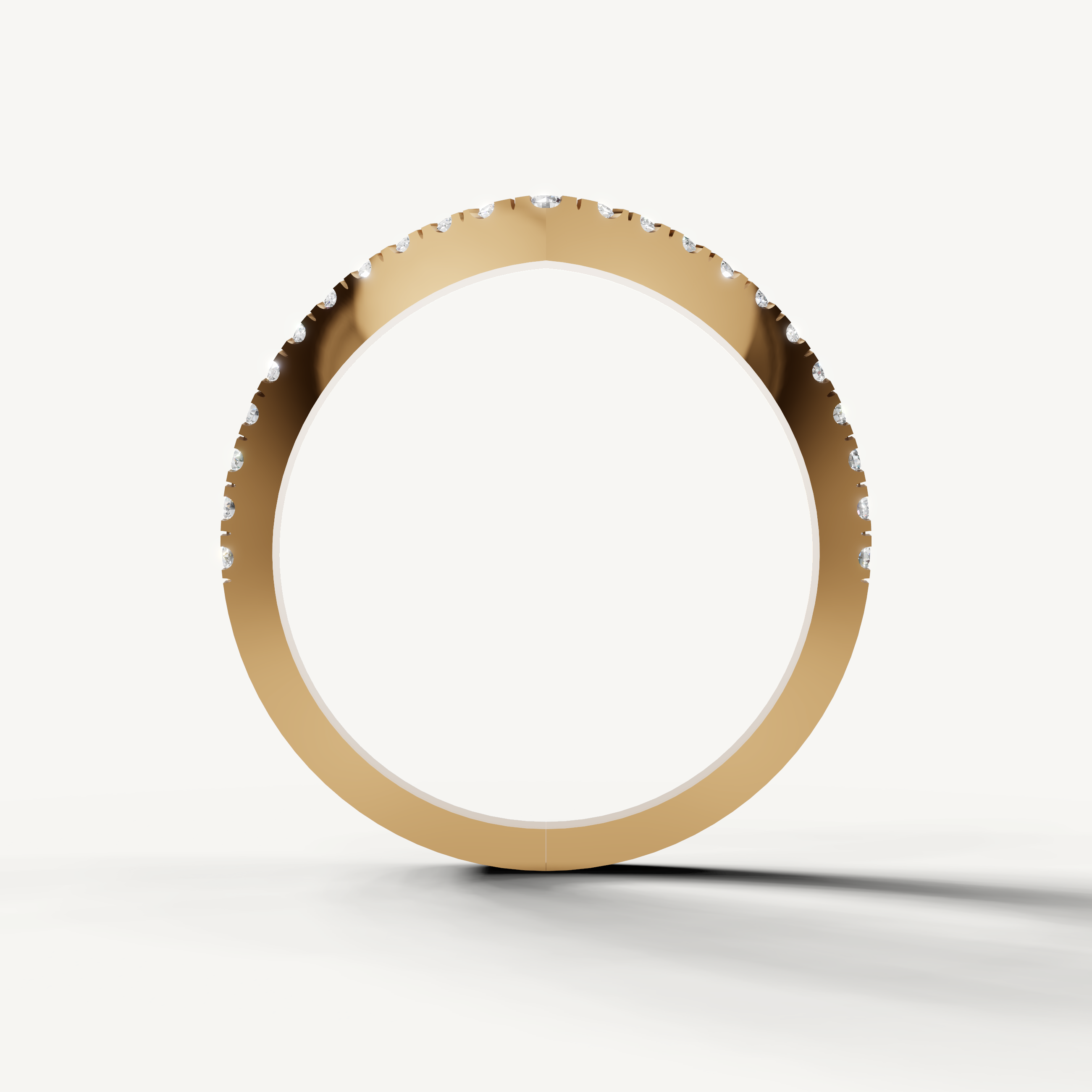 Elegant yellow gold contour wedding band with sparkling diamonds by Raul Diamonds