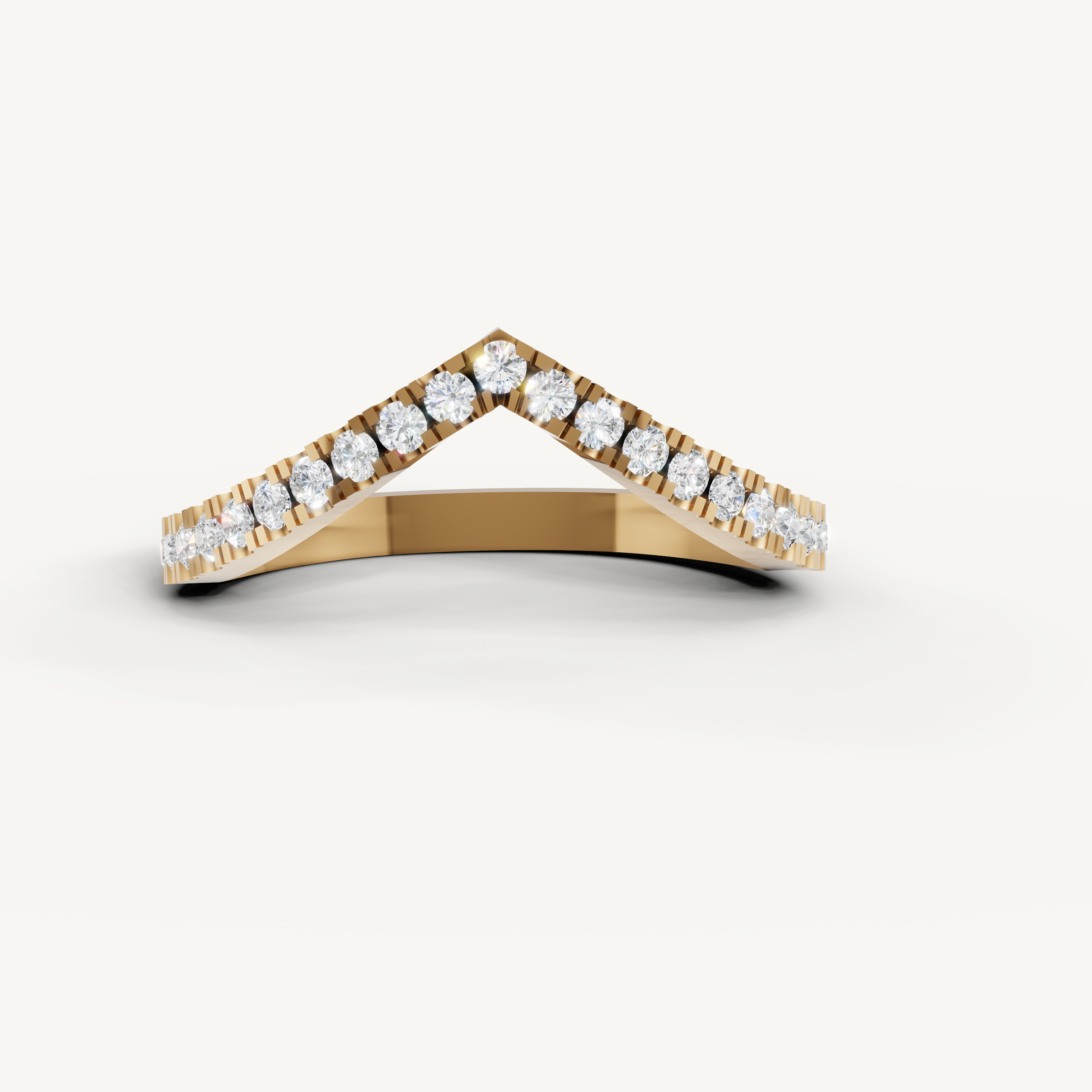 Raul Diamonds yellow gold curved diamond wedding band with round brilliant accent stones