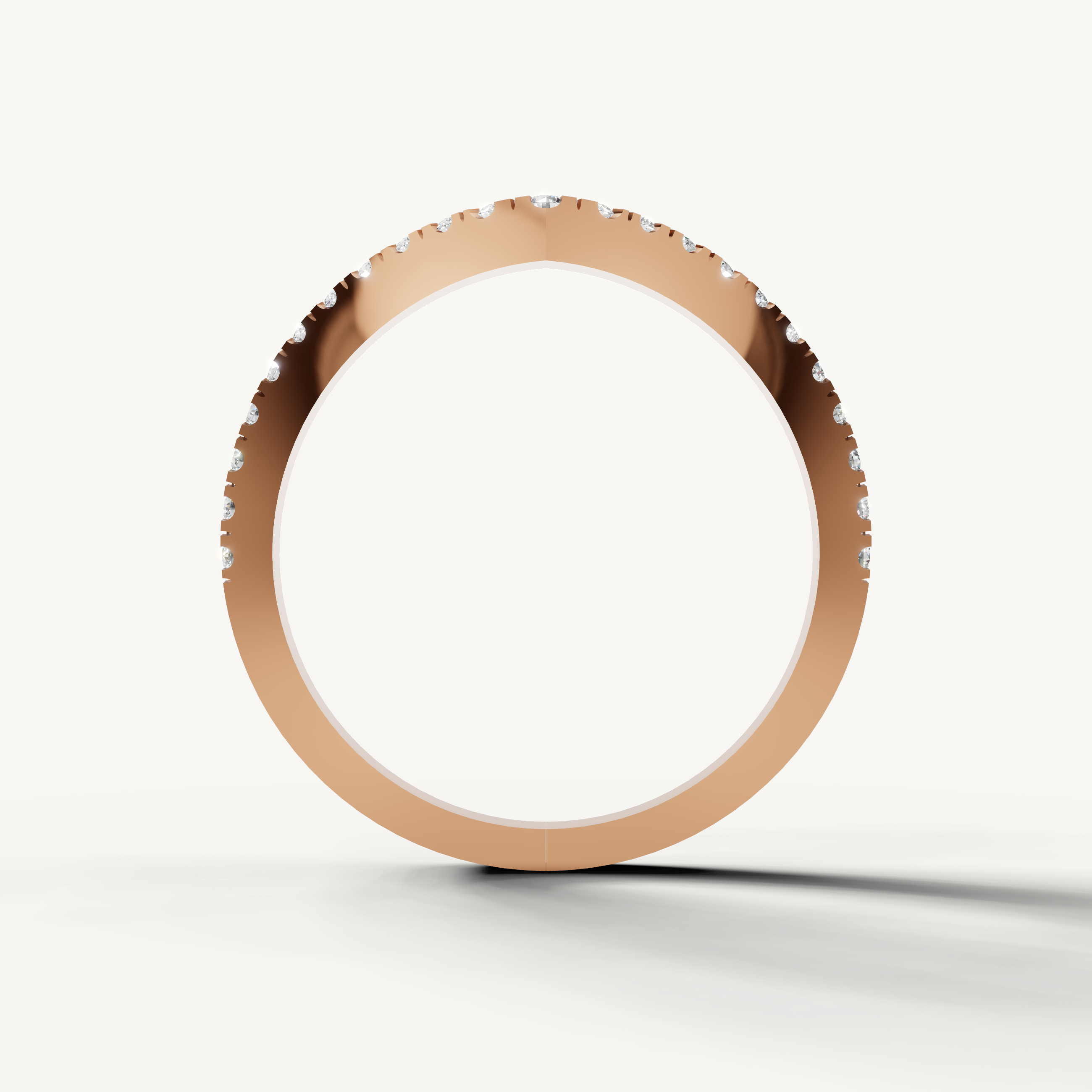 Modern rose gold V shape diamond anniversary band by Raul Diamonds