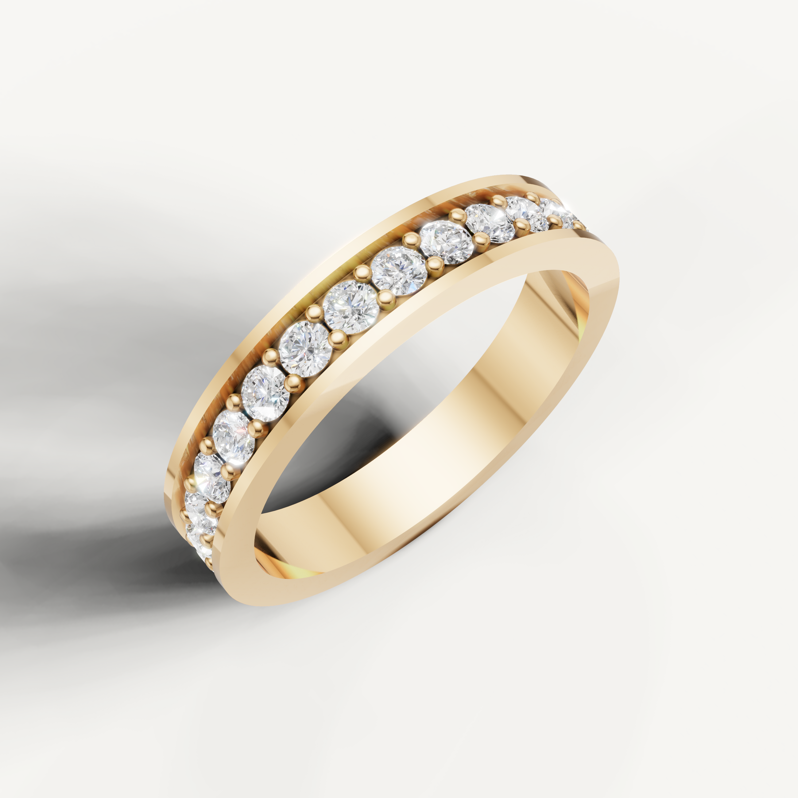 Classic yellow gold eternity style diamond wedding ring for women by Raul Diamonds