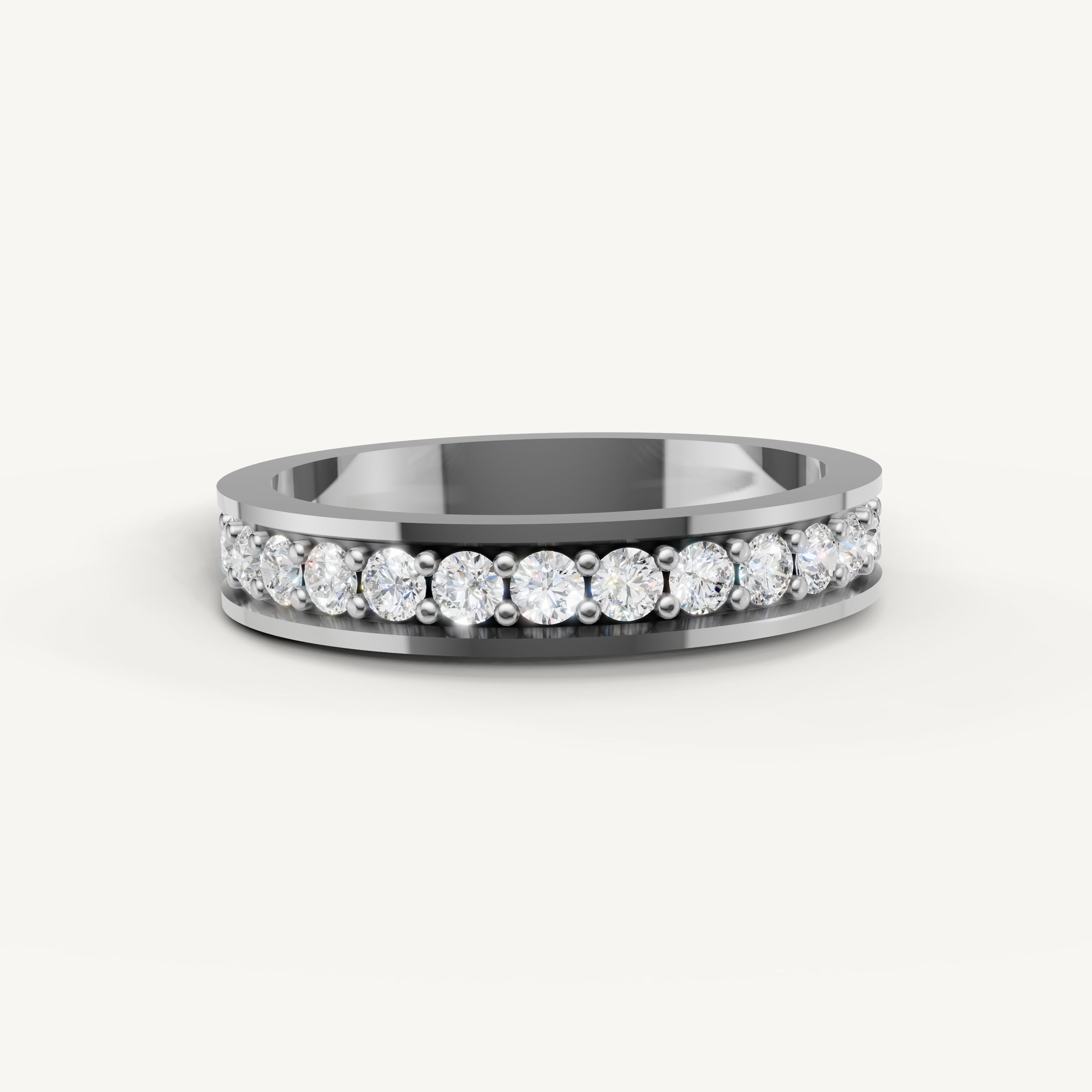 Raul Diamonds white gold diamond wedding band with round brilliant diamonds