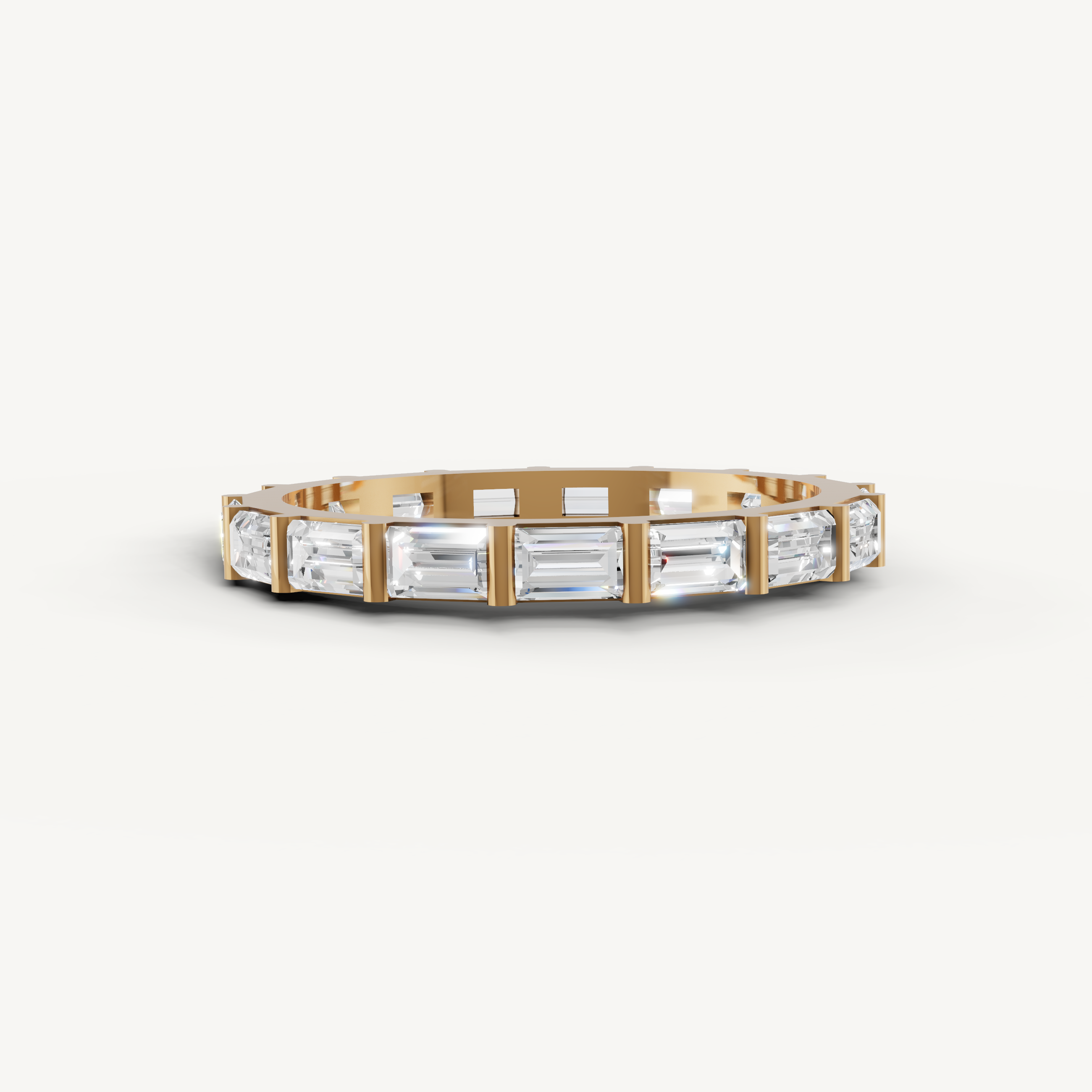 Raul Diamonds yellow gold baguette diamond wedding band with sleek eternity design