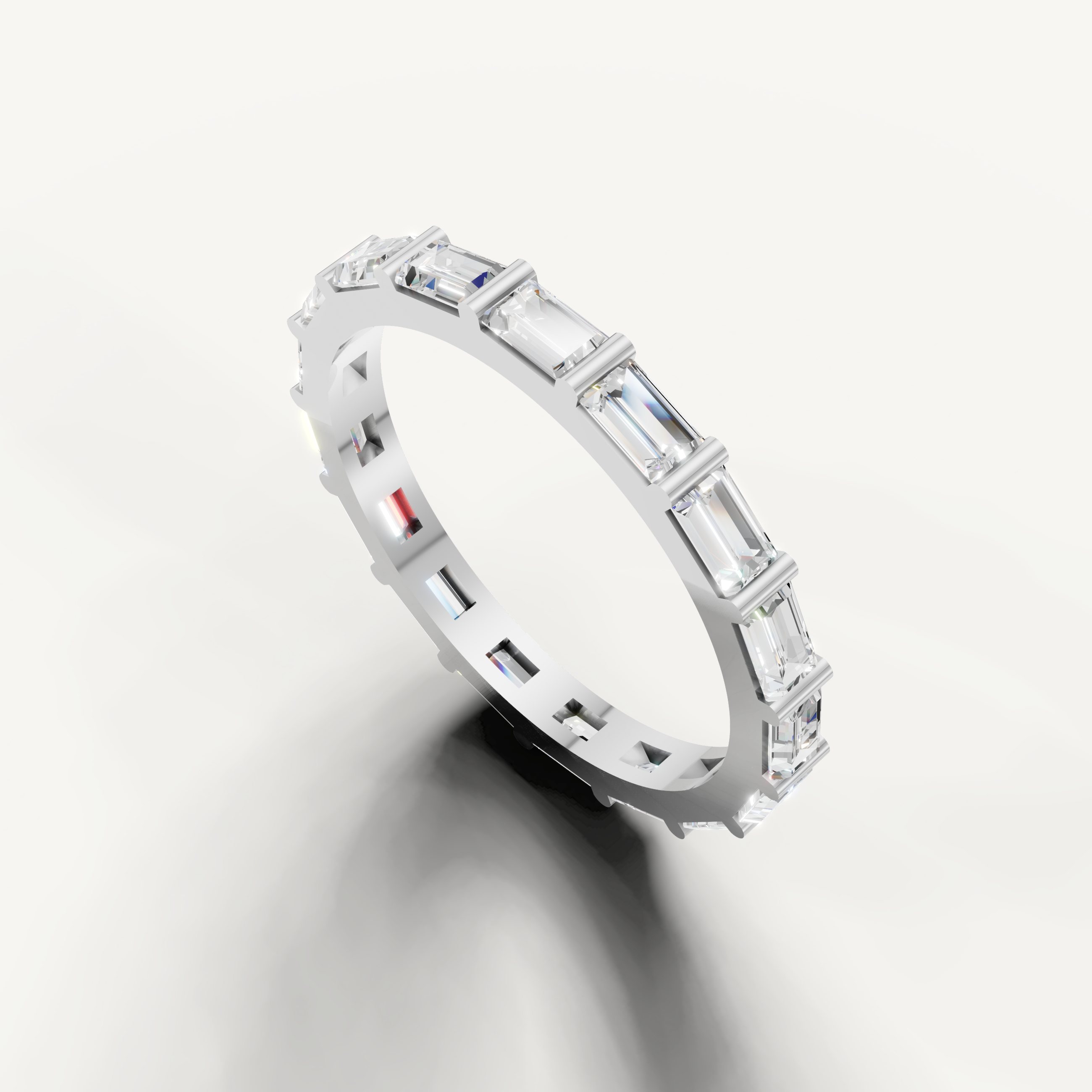 White gold channel set baguette diamond anniversary band Raul Diamonds