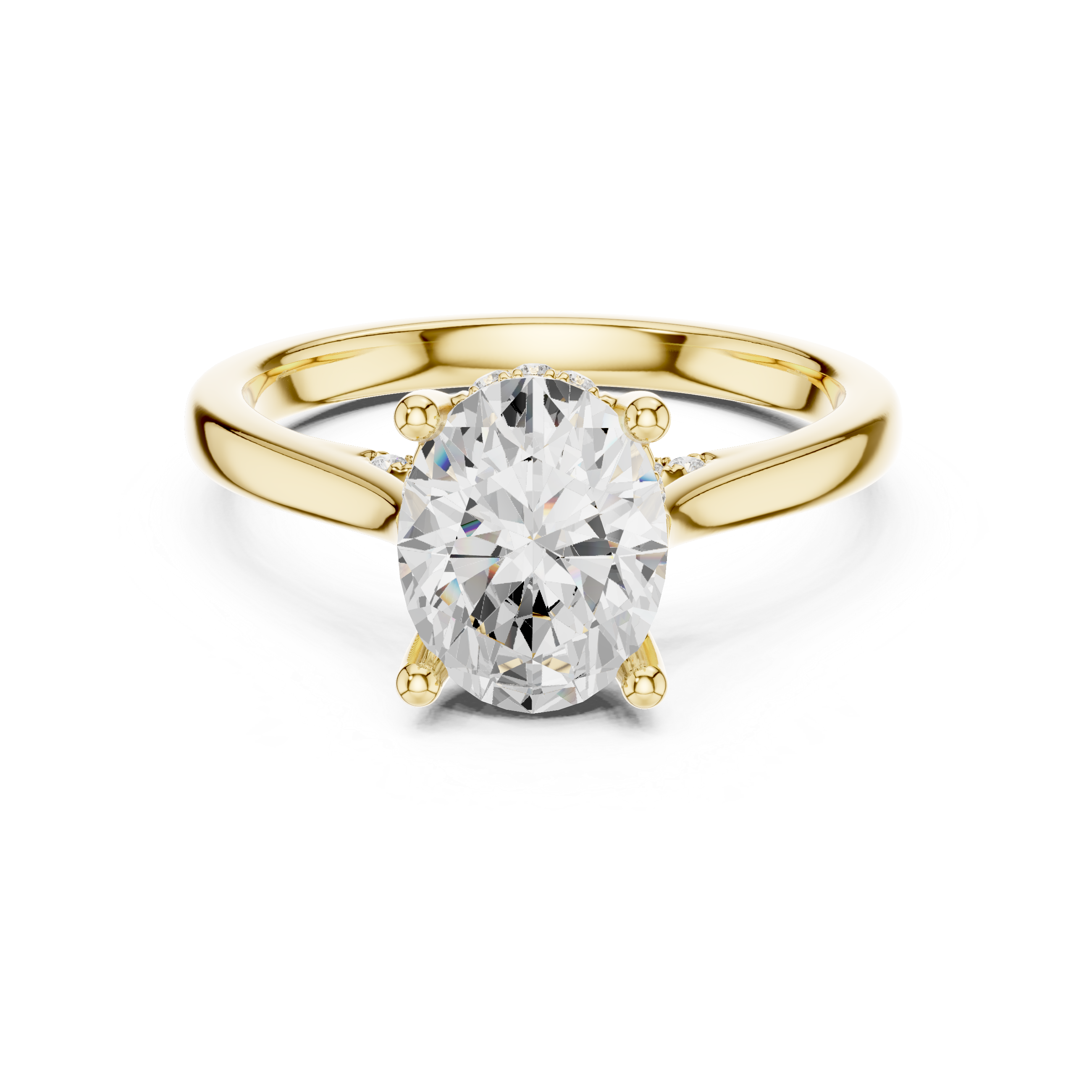 Oval Lab Grown Diamond Engagement Ring with Hidden Halo