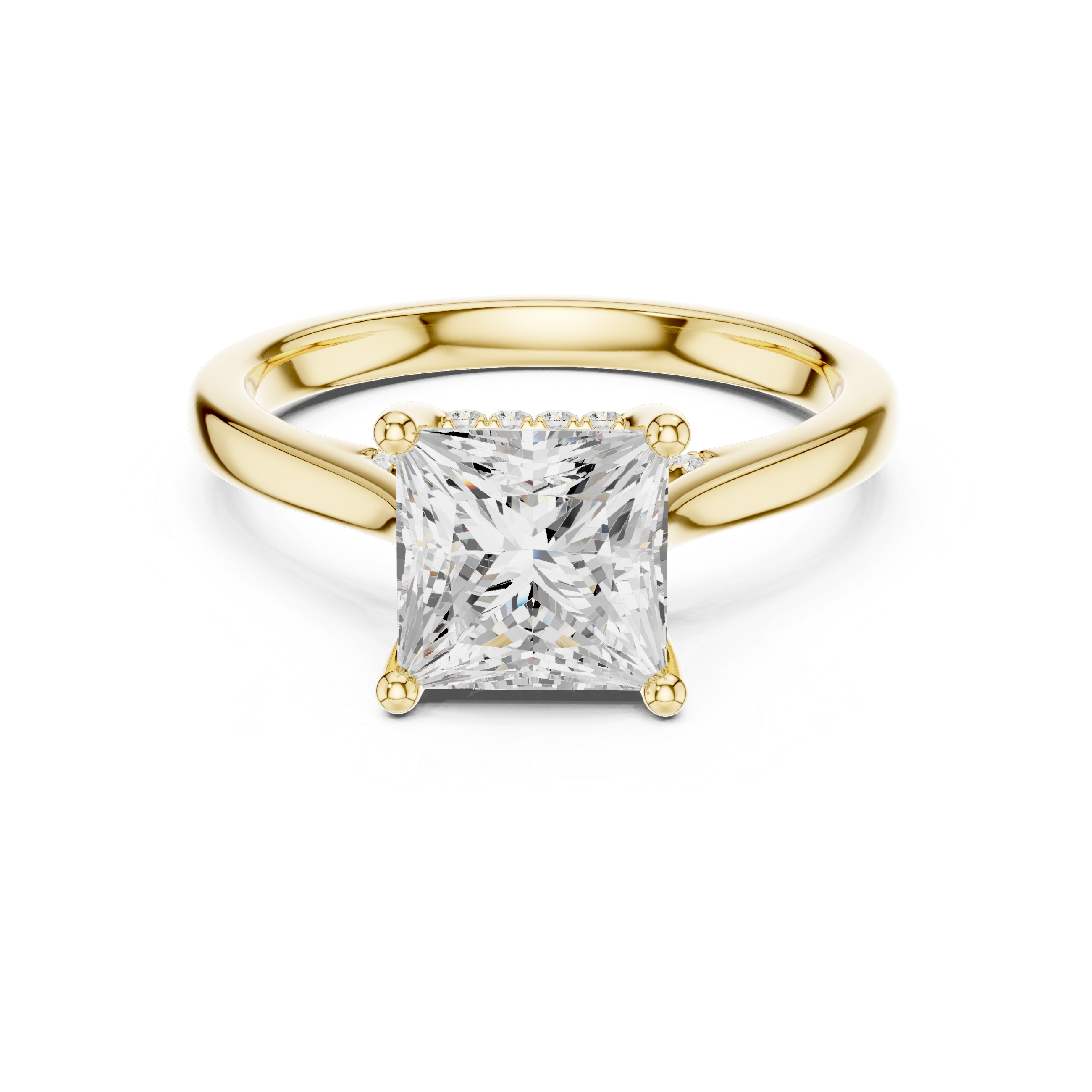 Princess Lab Grown Diamond Hidden Halo Engagement Ring in 14K Gold
