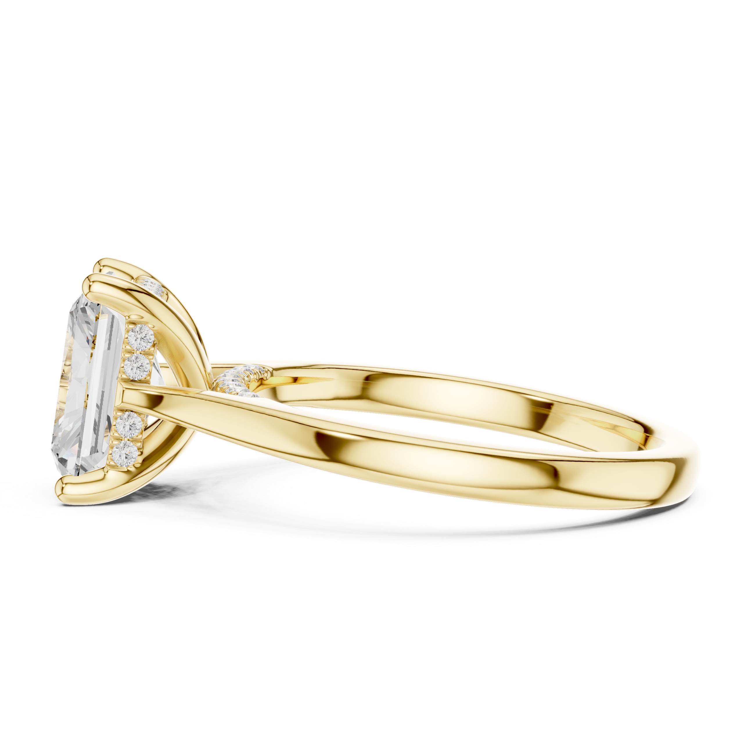 Radiant Lab-Grown Diamond Hidden Halo Engagement Ring in 14K Gold