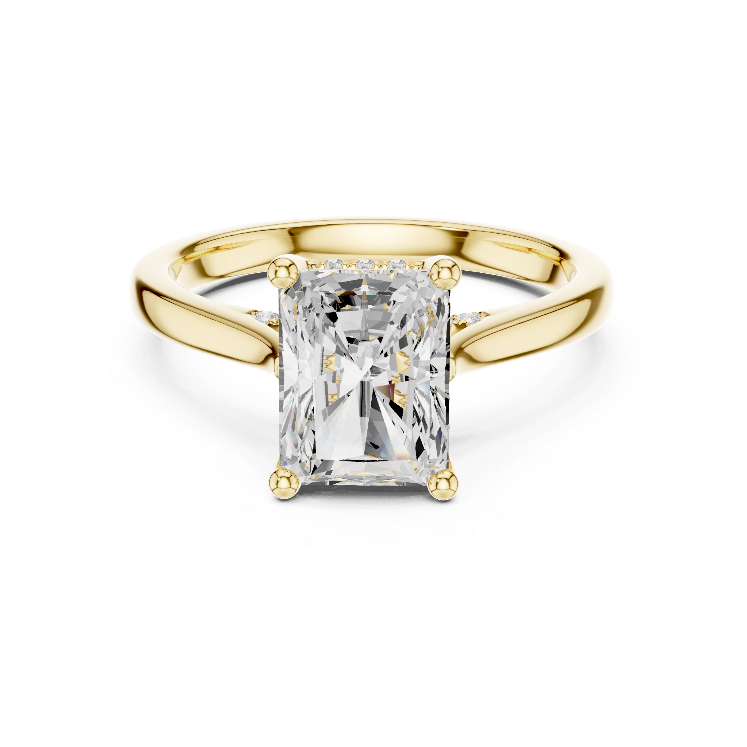 Radiant Lab-Grown Diamond Hidden Halo Engagement Ring in 14K Gold