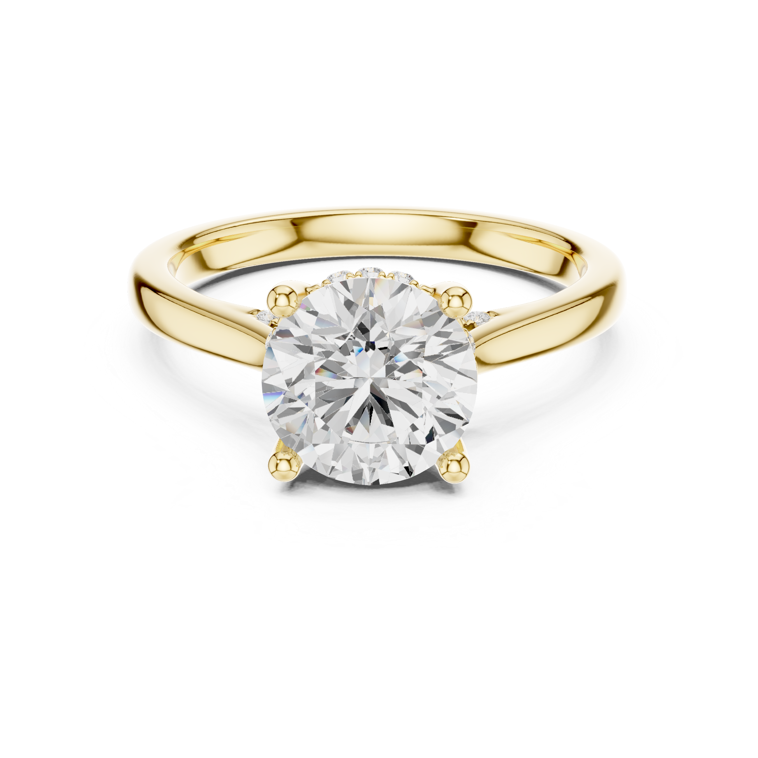 Round Lab Grown Diamond Hidden Halo Engagement Ring in 14k Gold