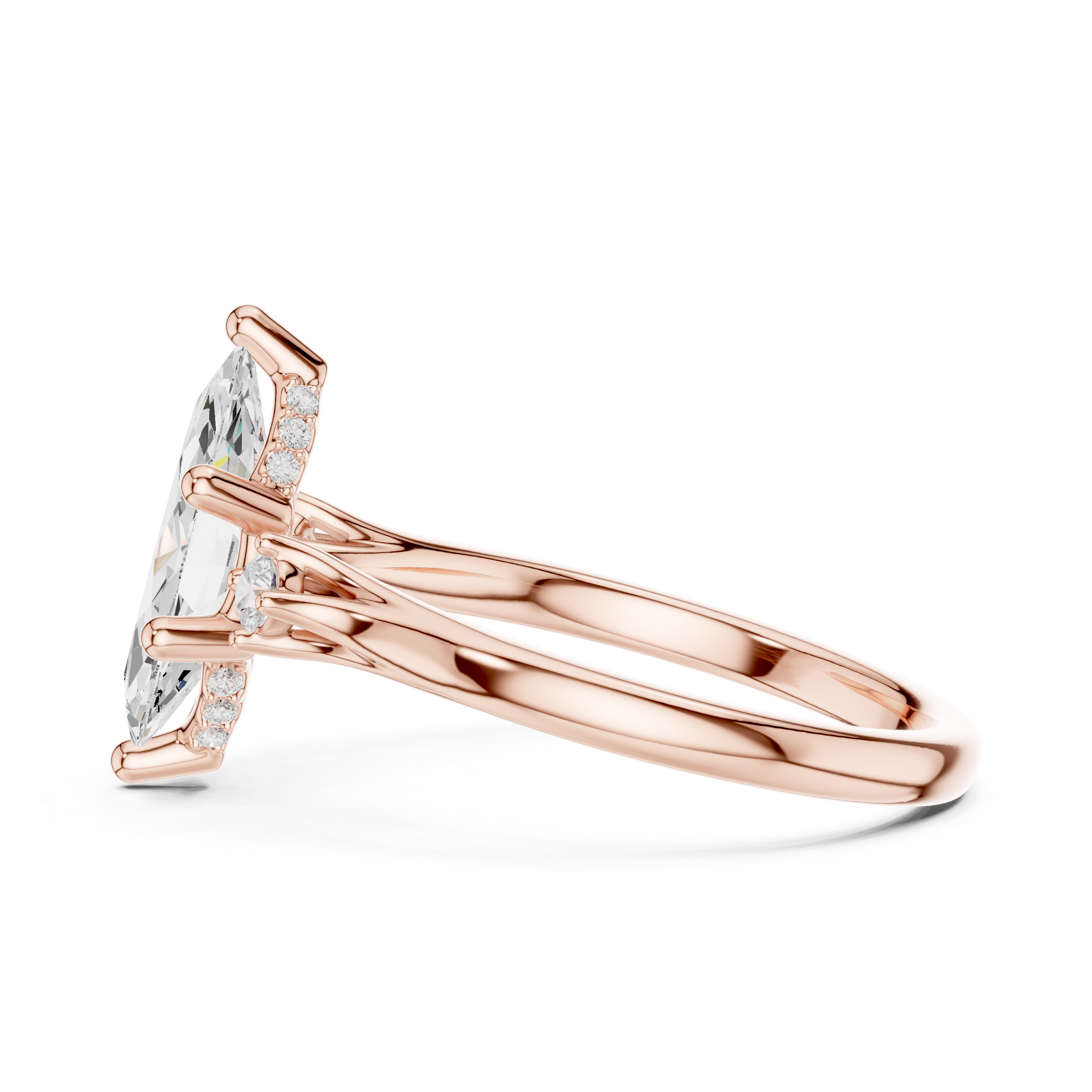 Marquise Cut Lab-Grown Diamond Engagement Ring in 14K Gold | Vintage-Inspired Accented Setting