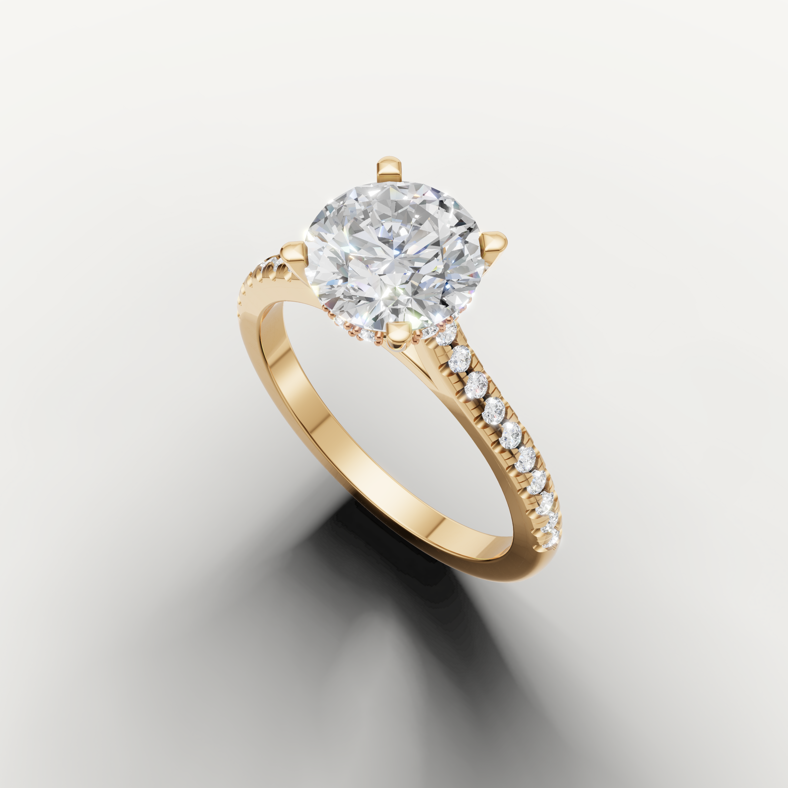 Yellow Gold Round Lab Diamond Solitaire Engagement Ring – Raul Diamonds
