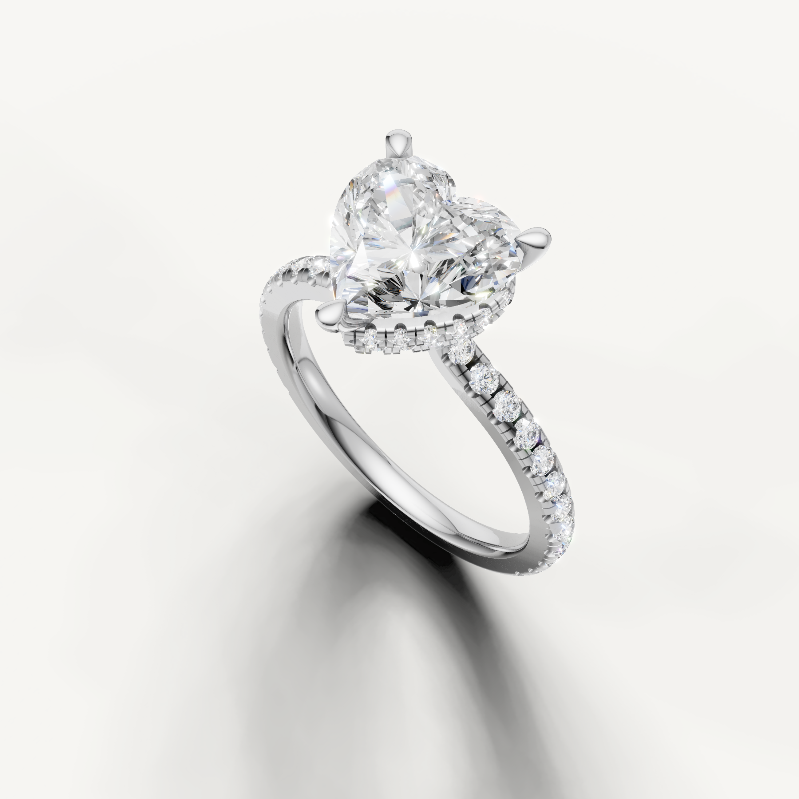 14K White Gold Heart Solitaire Lab Diamond Engagement Ring – Raul Diamonds