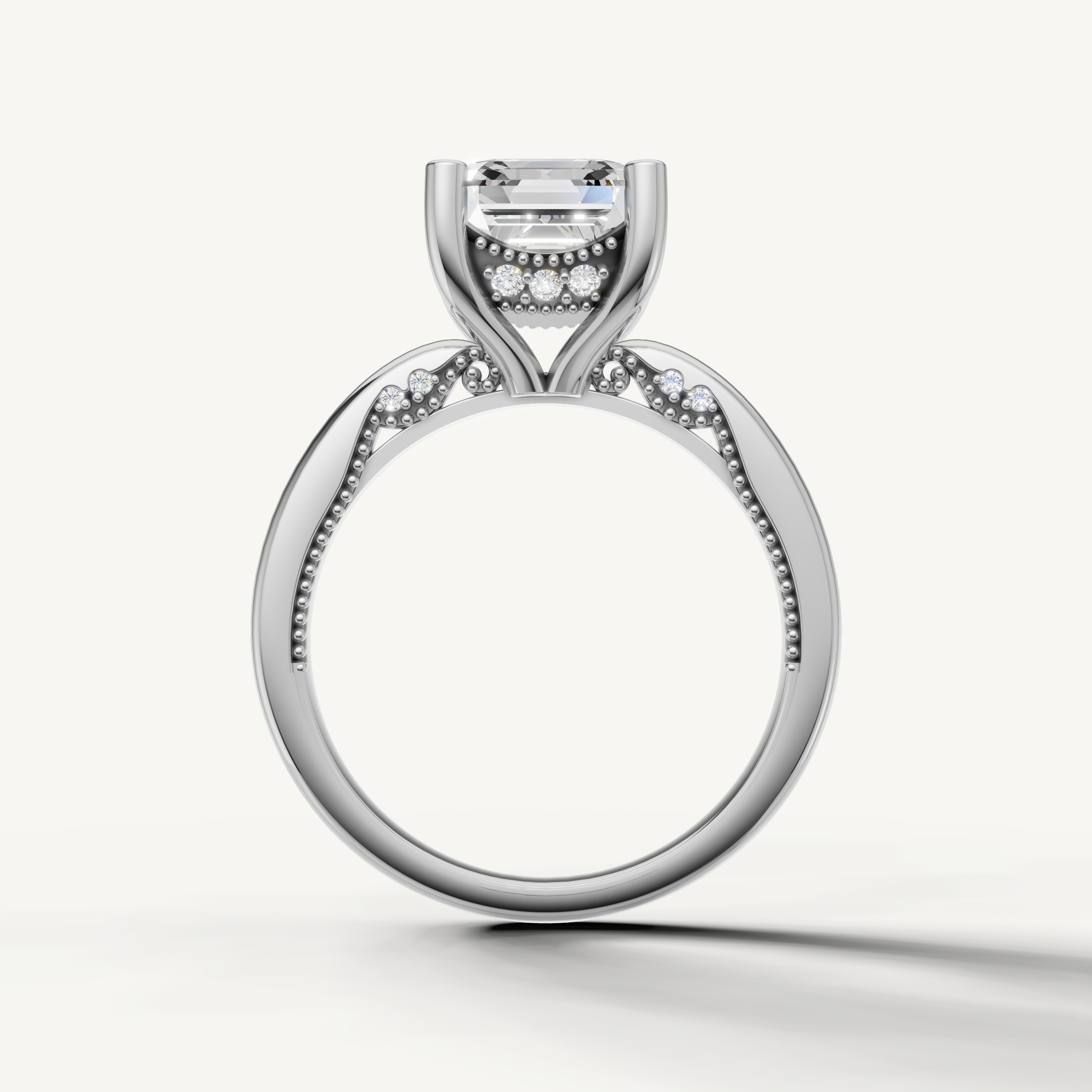Elegant white gold asscher cut engagement ring with timeless minimalist design