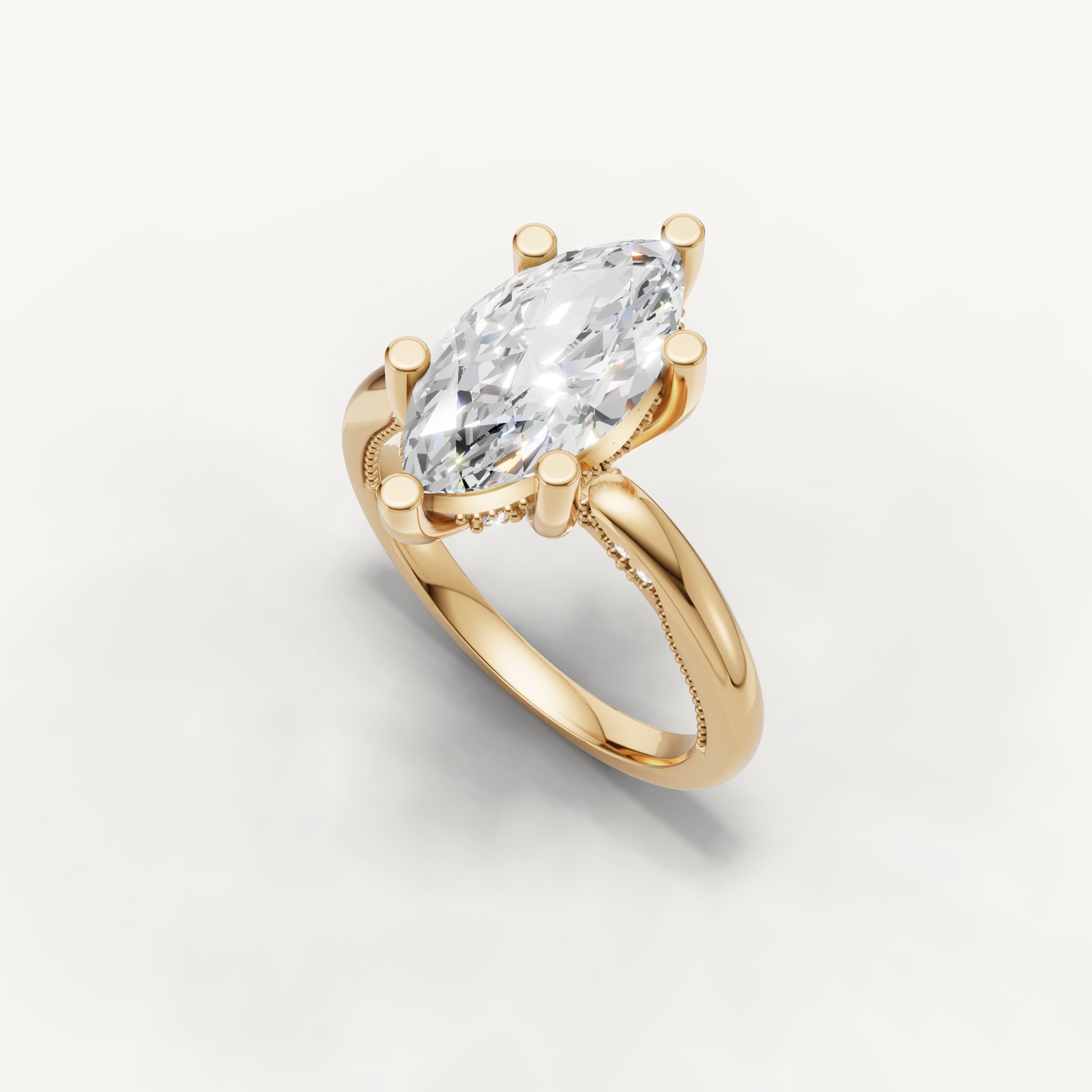 Luxury yellow gold marquise lab grown diamond ring with timeless bridal style by Raul Diamonds