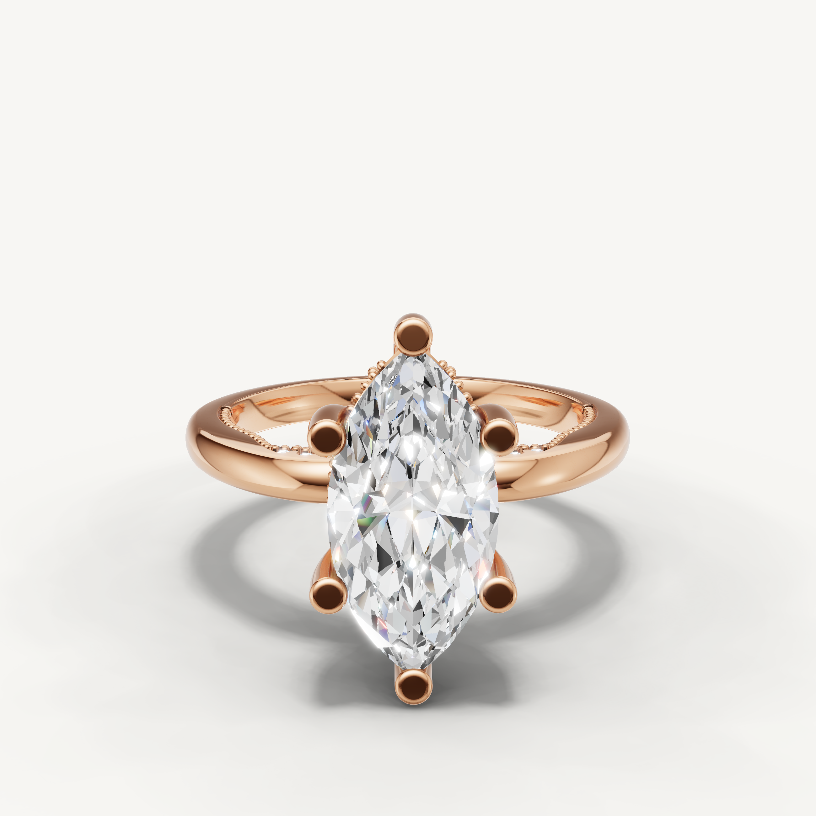 Rose gold marquise cut lab grown diamond solitaire engagement ring by Raul Diamonds