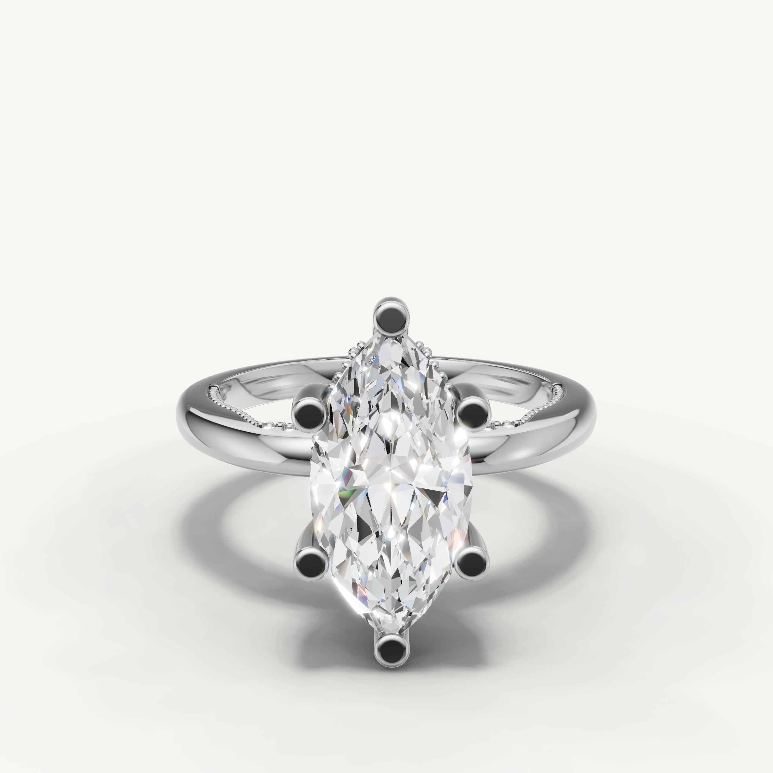 White gold marquise cut lab grown diamond solitaire engagement ring by Raul Diamonds